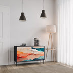 ABSTRACT LANDSCAPE Sideboard mit 2 Türen in Schwarz