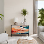 ABSTRACT LANDSCAPE Sideboard mit 2 Türen in Schwarz