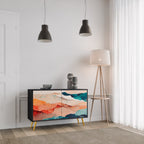 ABSTRACT LANDSCAPE Sideboard mit 2 Türen in Schwarz