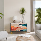 ABSTRACT LANDSCAPE Sideboard mit 2 Türen in Schwarz