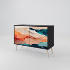 ABSTRACT LANDSCAPE Sideboard mit 2 Türen in Schwarz