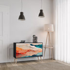 ABSTRACT LANDSCAPE Sideboard mit 2 Türen in Schwarz