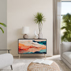 ABSTRACT LANDSCAPE Sideboard mit 2 Türen in Schwarz