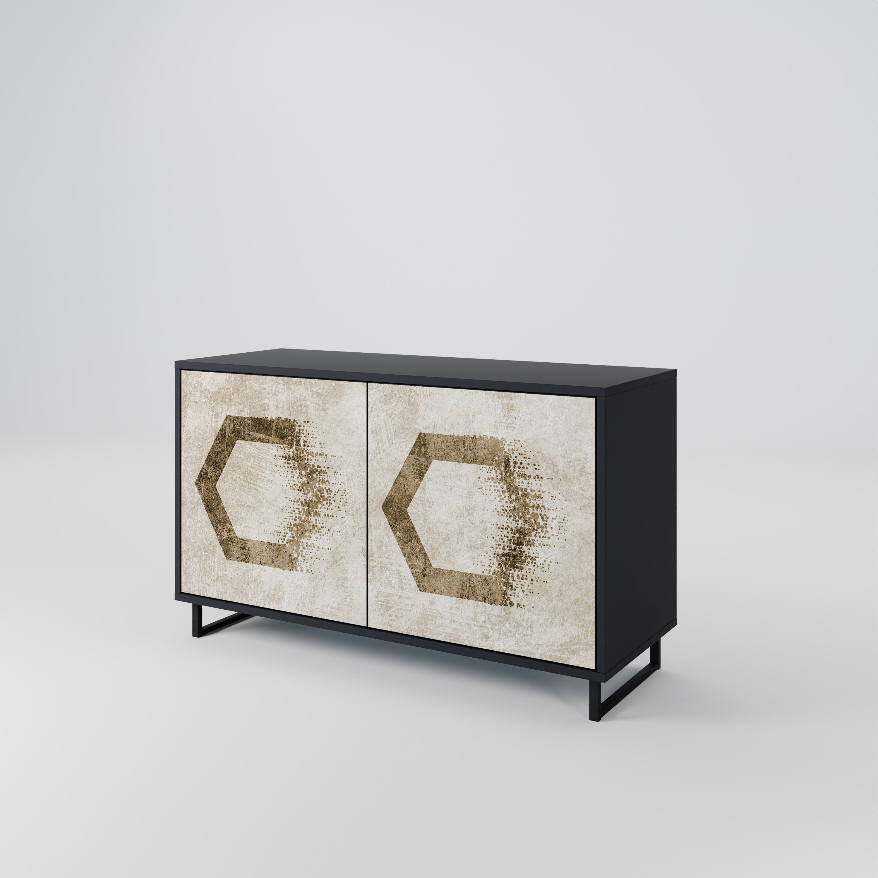 HEXAGONAL SHAPES Sideboard mit 2 Türen in Schwarz