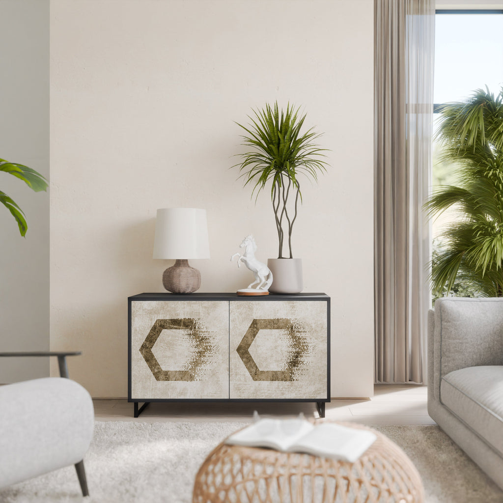 HEXAGONAL SHAPES Sideboard mit 2 Türen in Schwarz