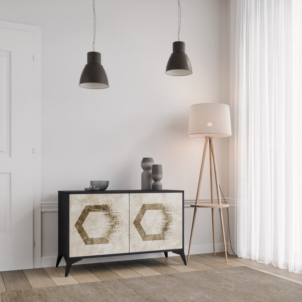 HEXAGONAL SHAPES Sideboard mit 2 Türen in Schwarz
