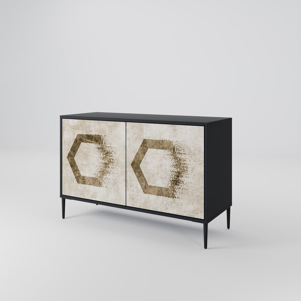 HEXAGONAL SHAPES Sideboard mit 2 Türen in Schwarz