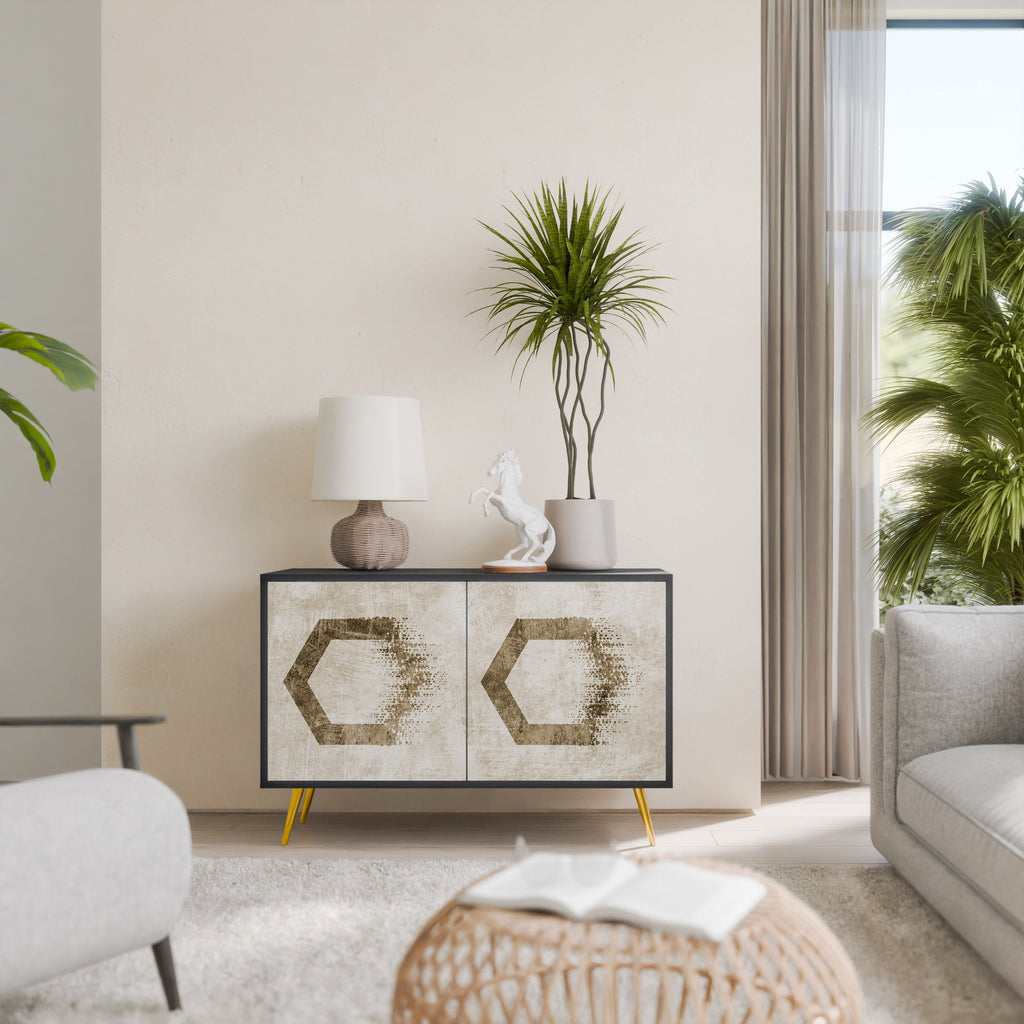 HEXAGONAL SHAPES Sideboard mit 2 Türen in Schwarz