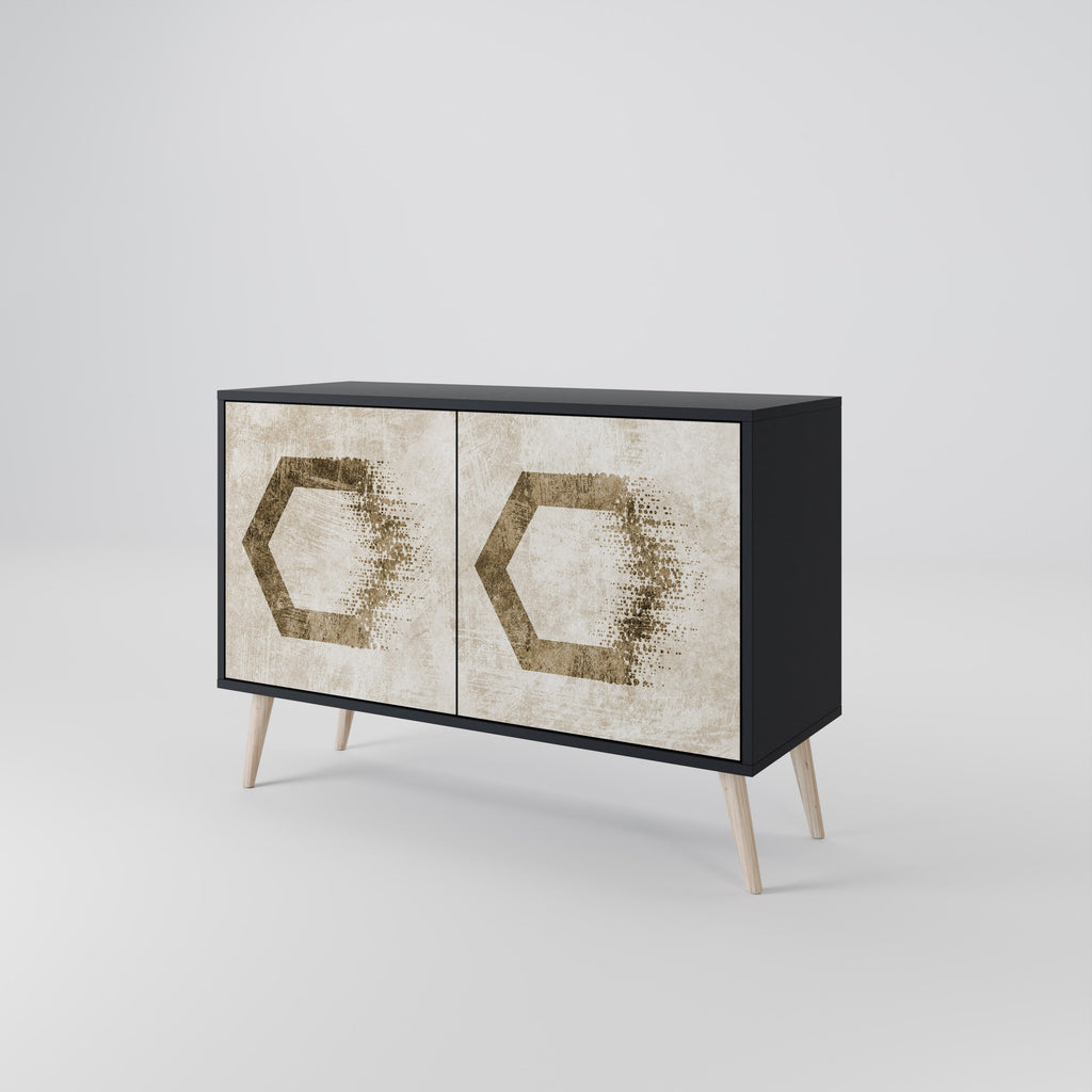 HEXAGONAL SHAPES Sideboard mit 2 Türen in Schwarz