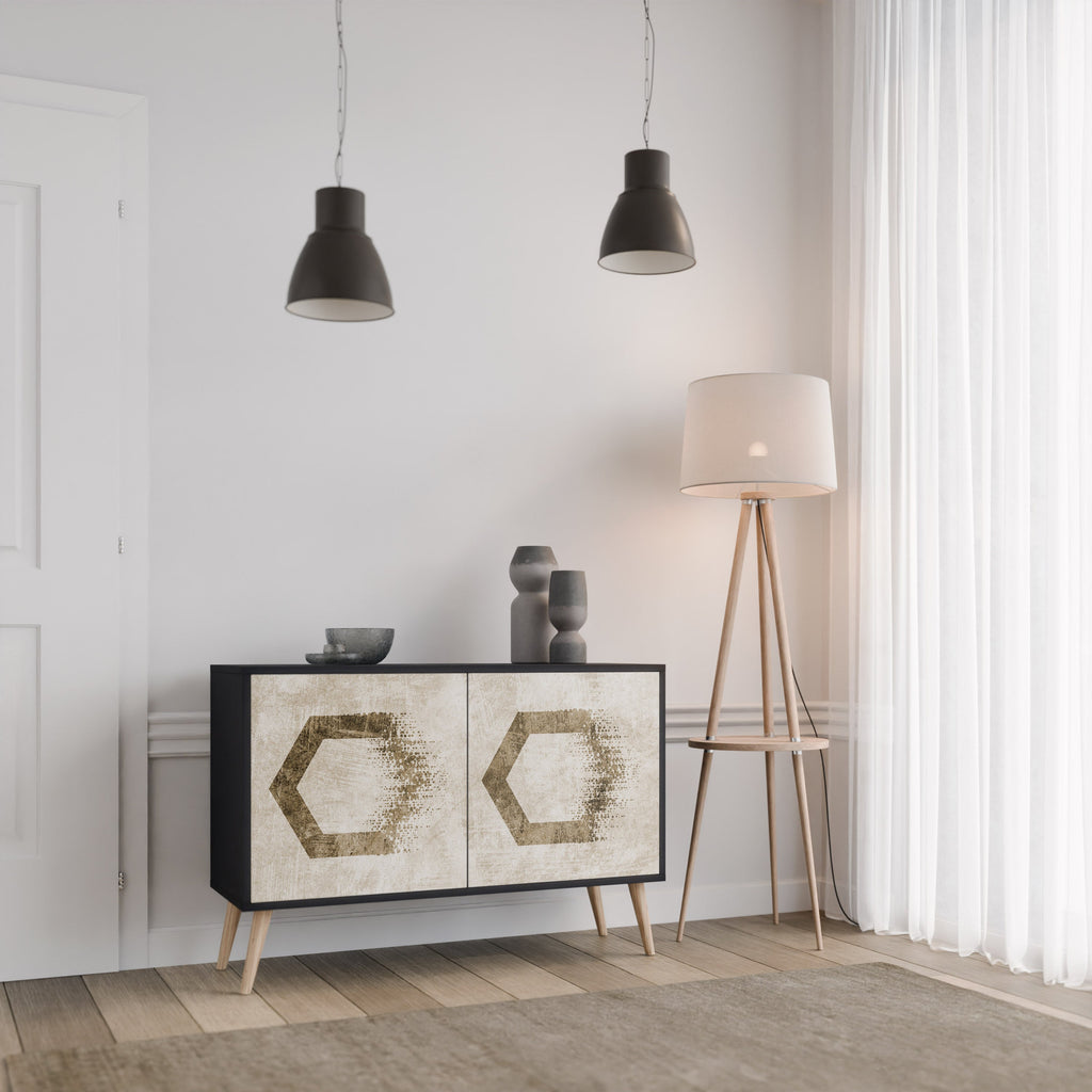 HEXAGONAL SHAPES Sideboard mit 2 Türen in Schwarz