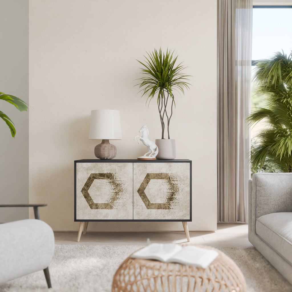HEXAGONAL SHAPES Sideboard mit 2 Türen in Schwarz