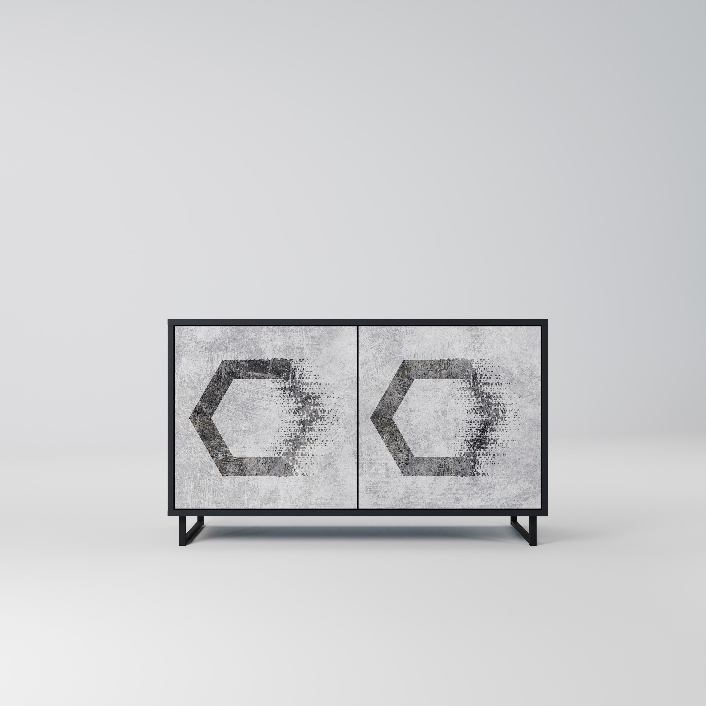 HEXAGONAL FIGURES Sideboard mit 2 Türen in Schwarz