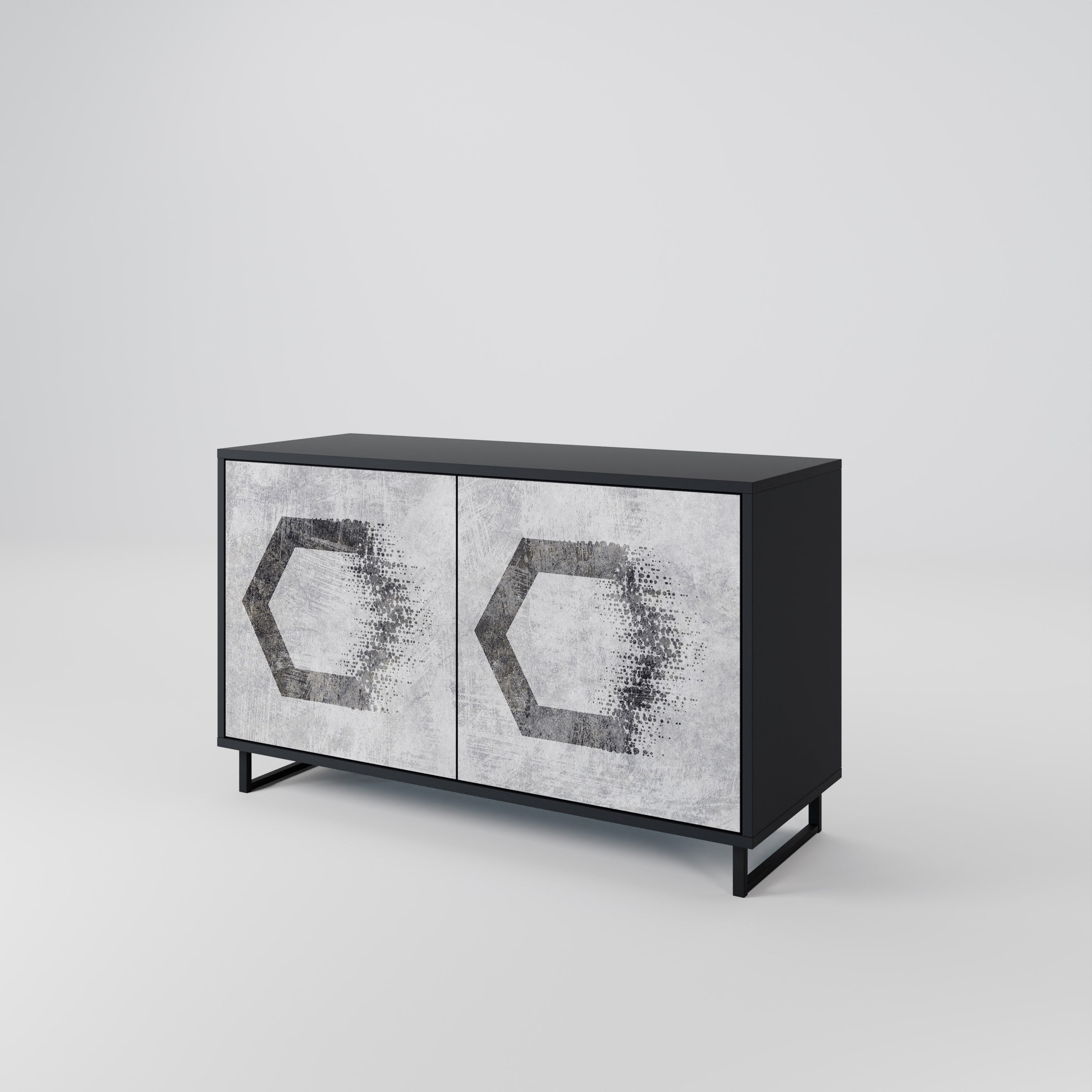 HEXAGONAL FIGURES Sideboard mit 2 Türen in Schwarz