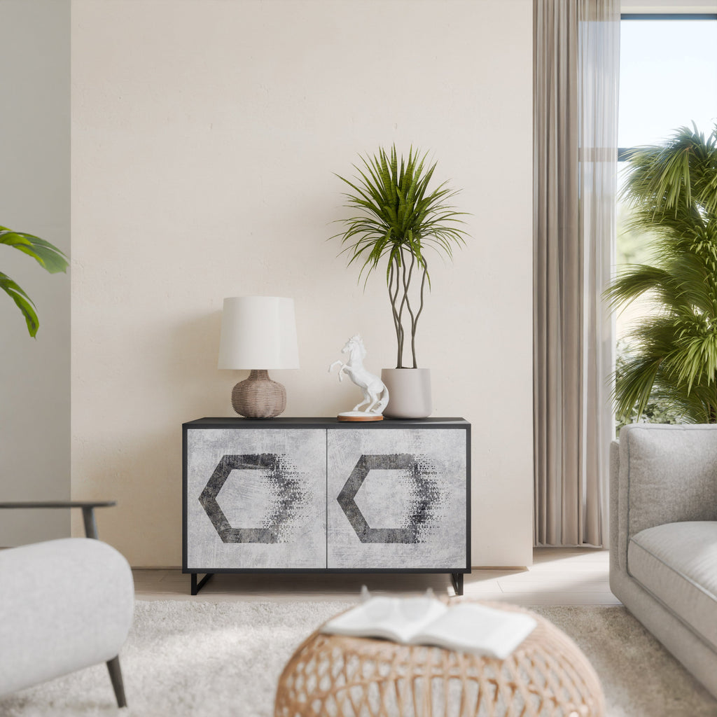 HEXAGONAL FIGURES Sideboard mit 2 Türen in Schwarz