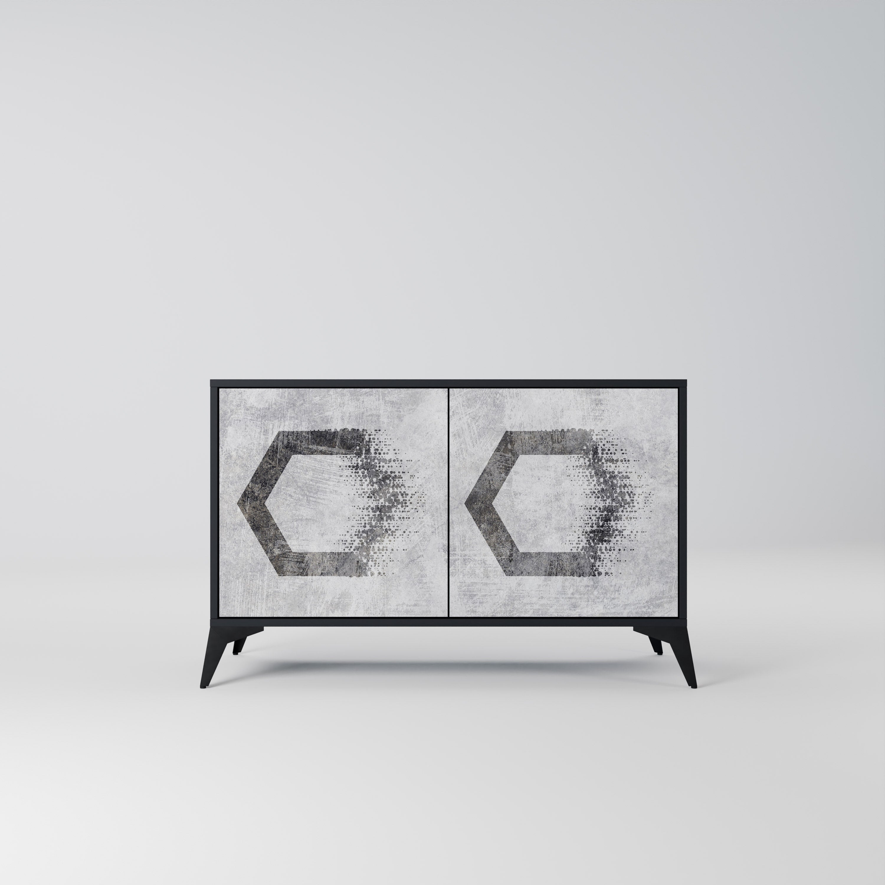 HEXAGONAL FIGURES Sideboard mit 2 Türen in Schwarz