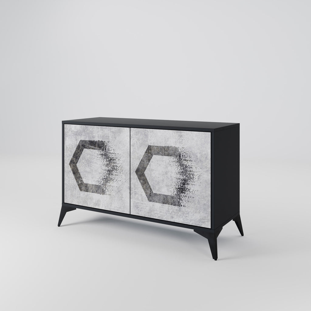 HEXAGONAL FIGURES Sideboard mit 2 Türen in Schwarz