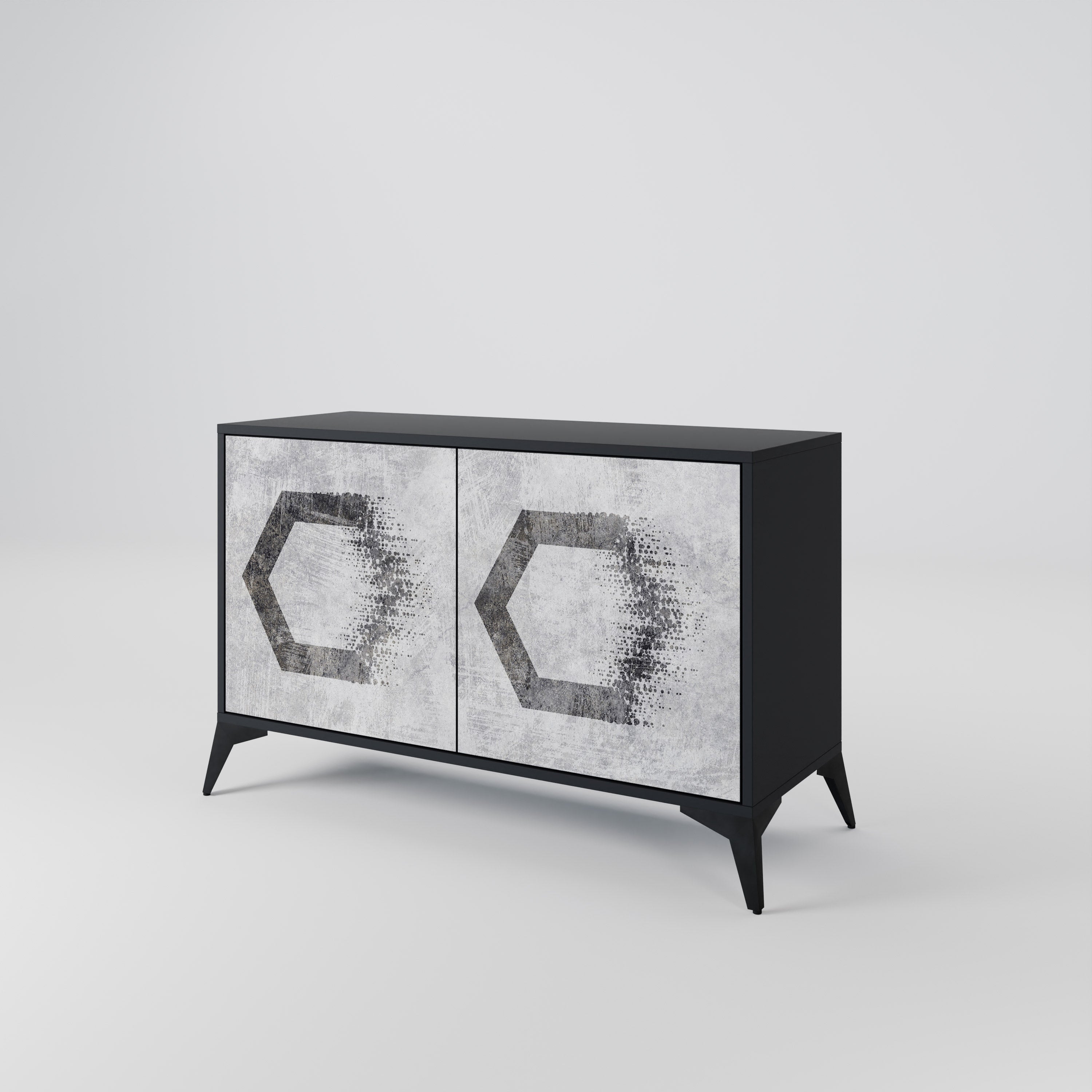 HEXAGONAL FIGURES Sideboard mit 2 Türen in Schwarz