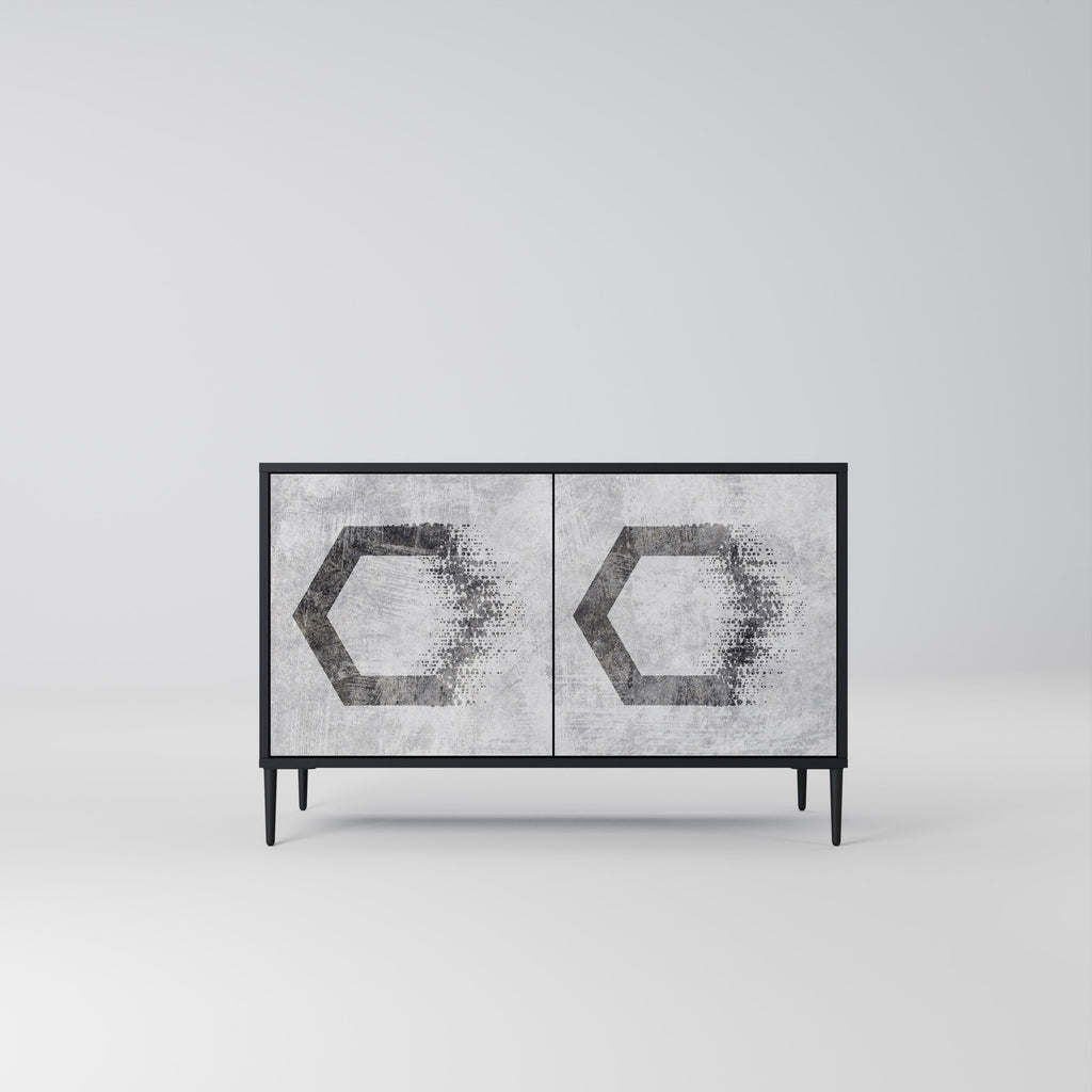 HEXAGONAL FIGURES Sideboard mit 2 Türen in Schwarz