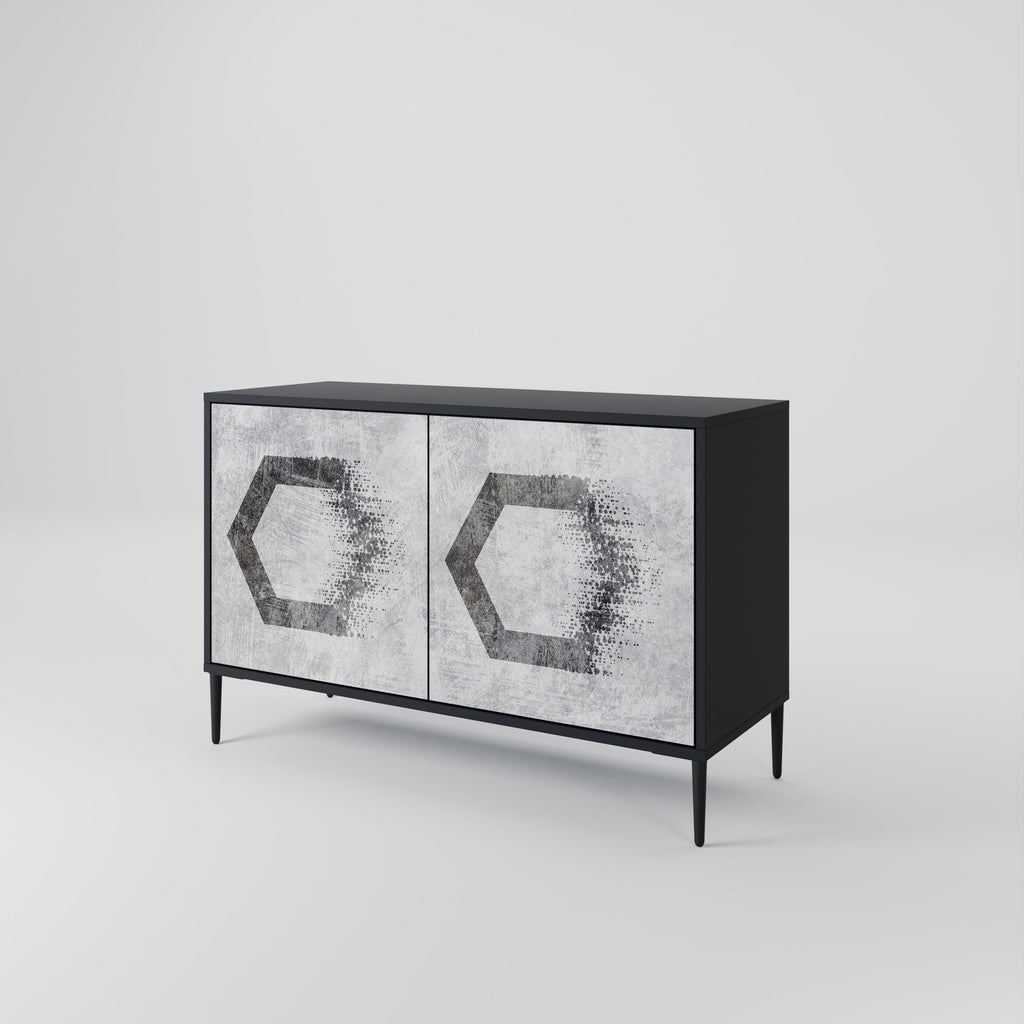 HEXAGONAL FIGURES Sideboard mit 2 Türen in Schwarz