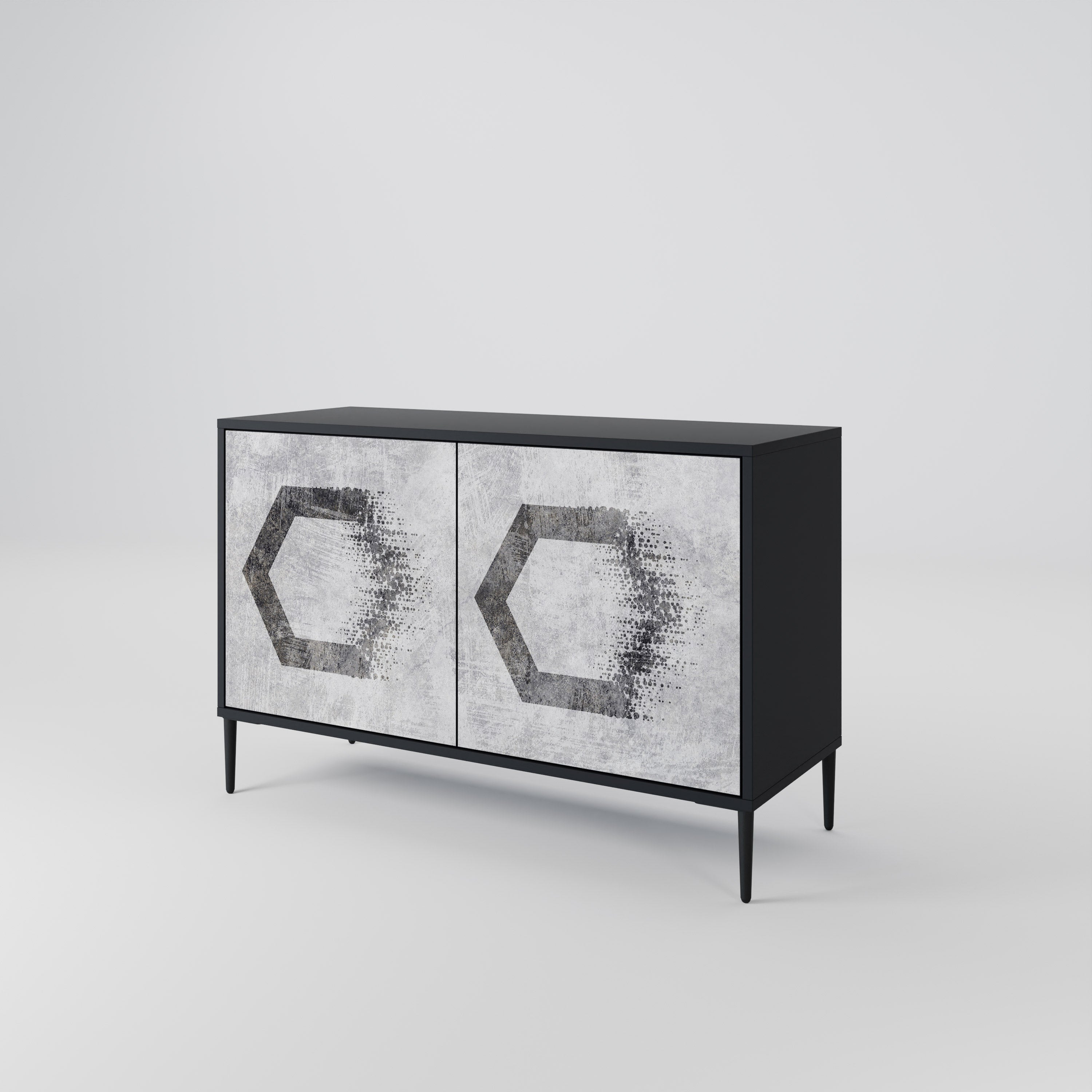 HEXAGONAL FIGURES Sideboard mit 2 Türen in Schwarz
