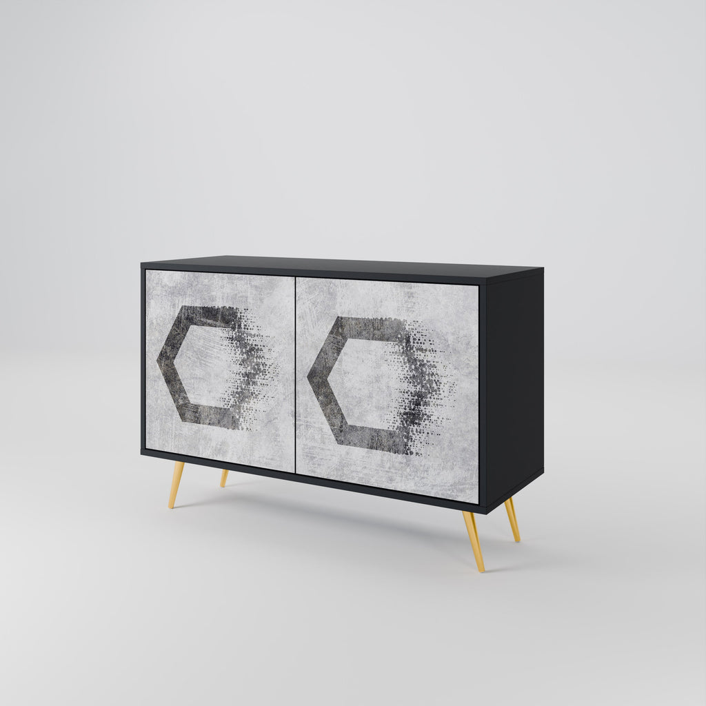 HEXAGONAL FIGURES Sideboard mit 2 Türen in Schwarz