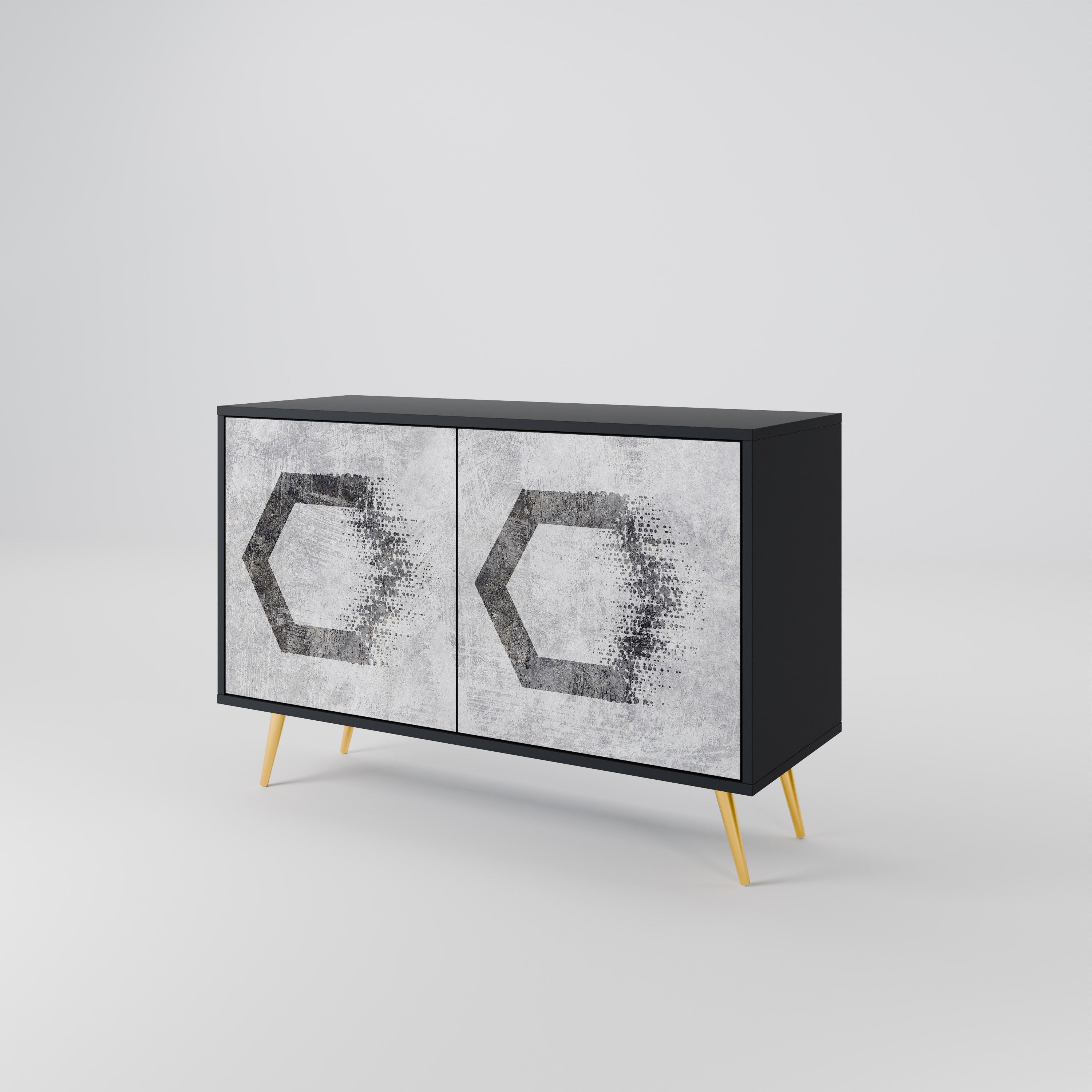 HEXAGONAL FIGURES Sideboard mit 2 Türen in Schwarz