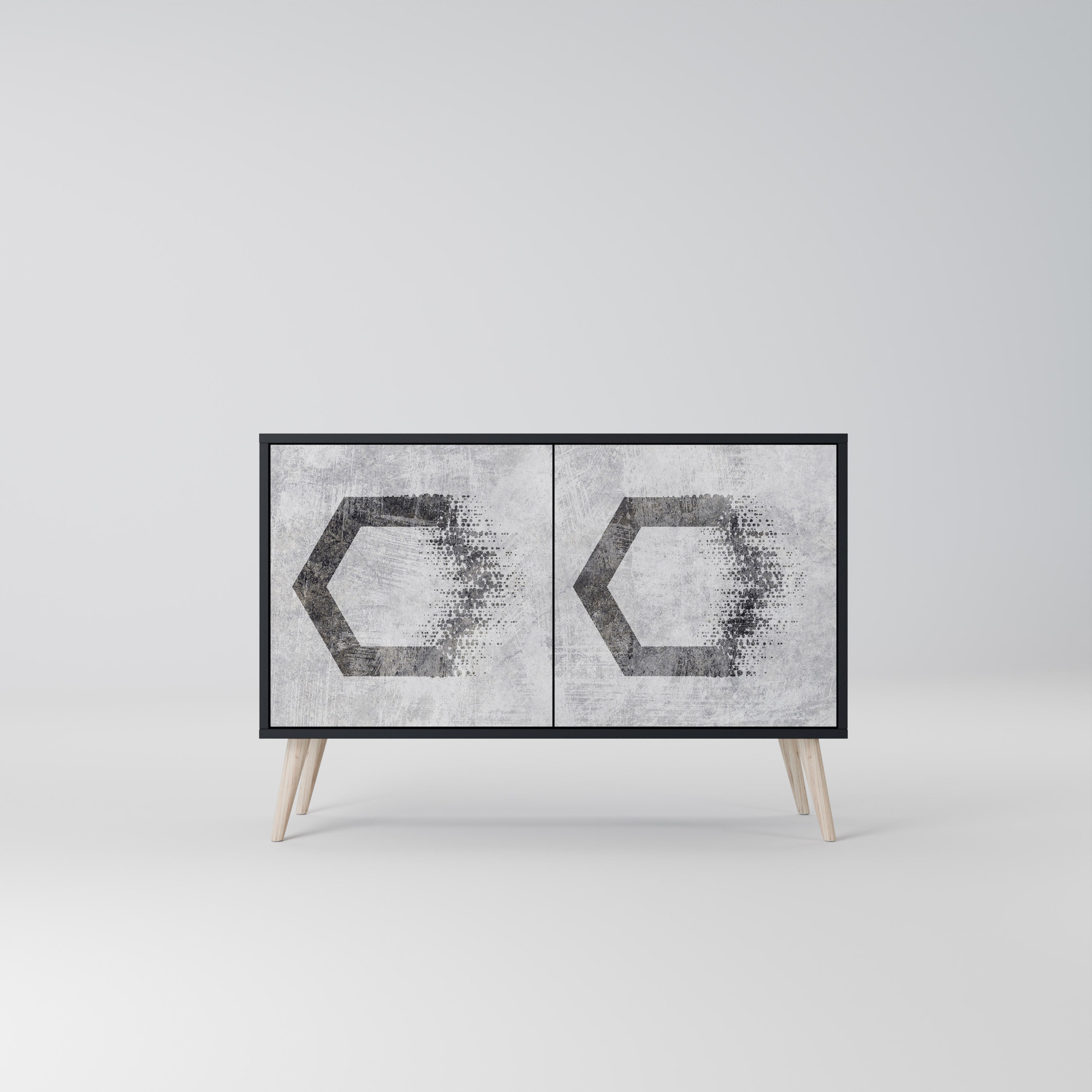 HEXAGONAL FIGURES Sideboard mit 2 Türen in Schwarz