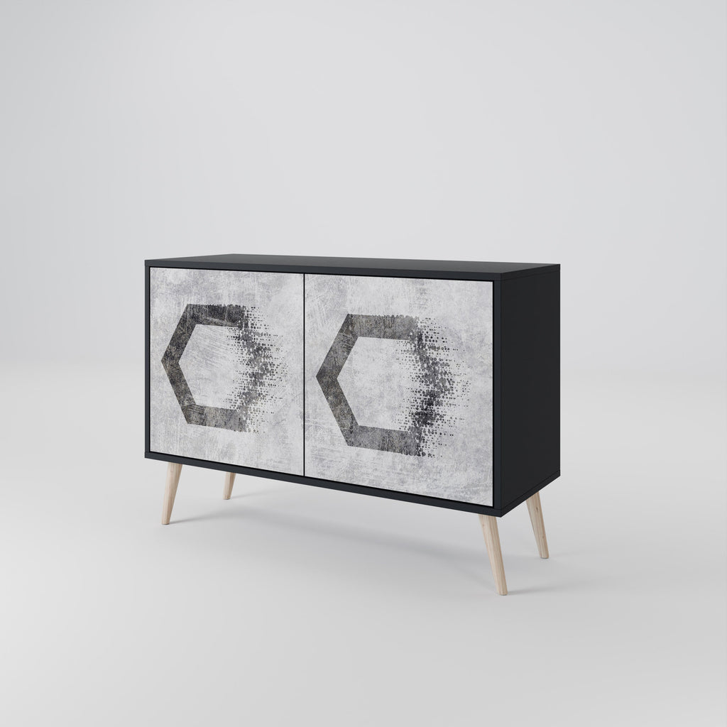 HEXAGONAL FIGURES Sideboard mit 2 Türen in Schwarz