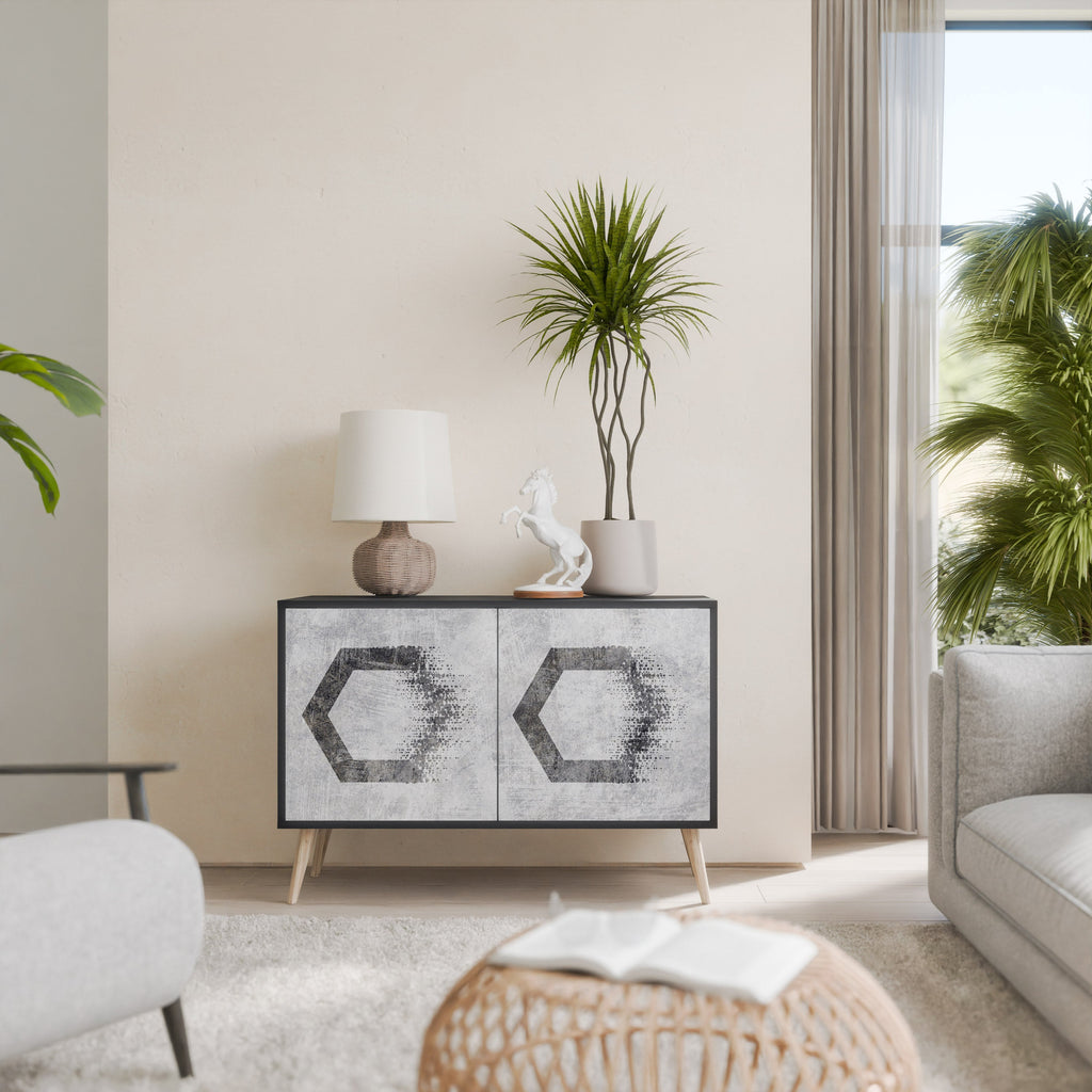 HEXAGONAL FIGURES Sideboard mit 2 Türen in Schwarz