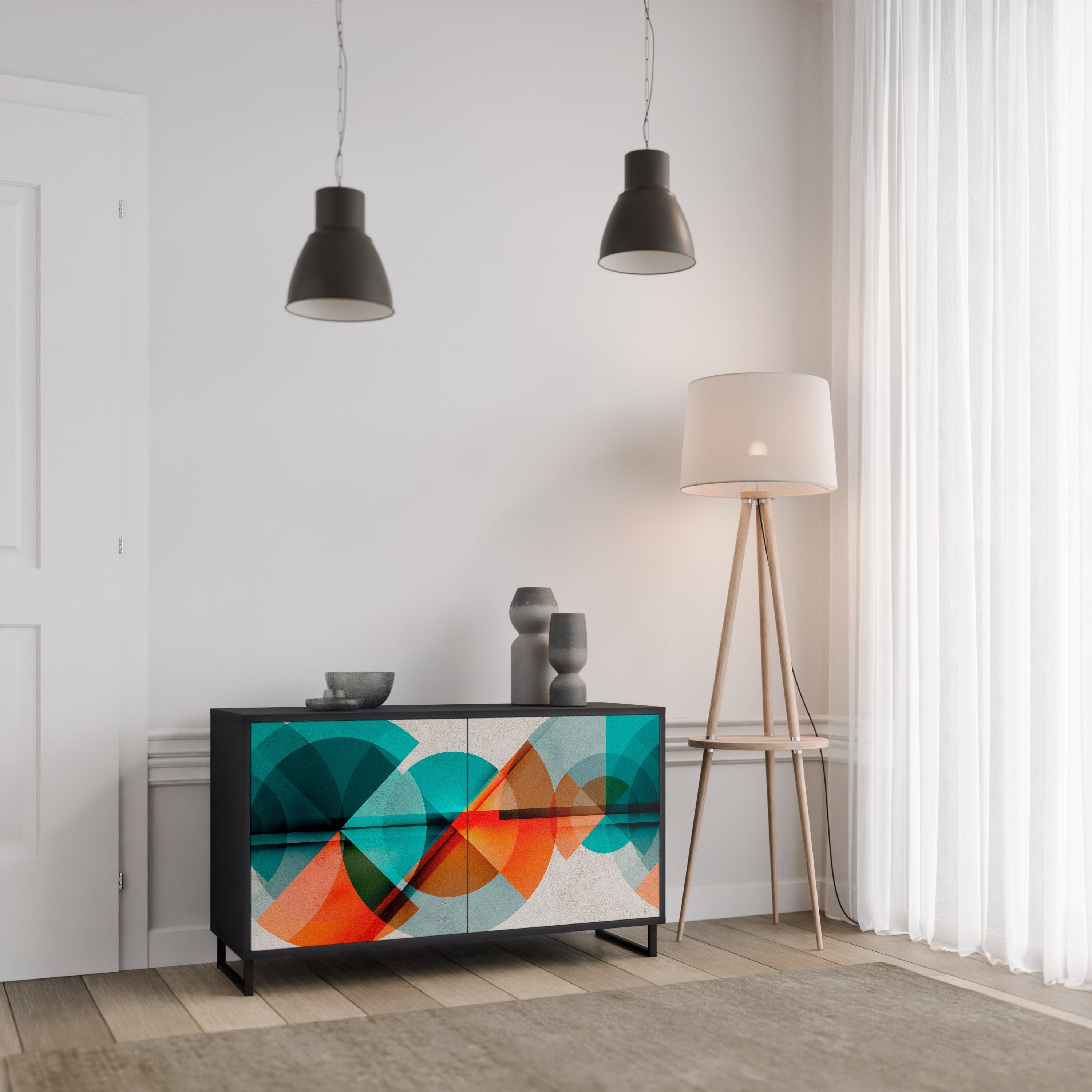 CIRCULAR RHAPSODY Sideboard mit 2 Türen in Schwarz