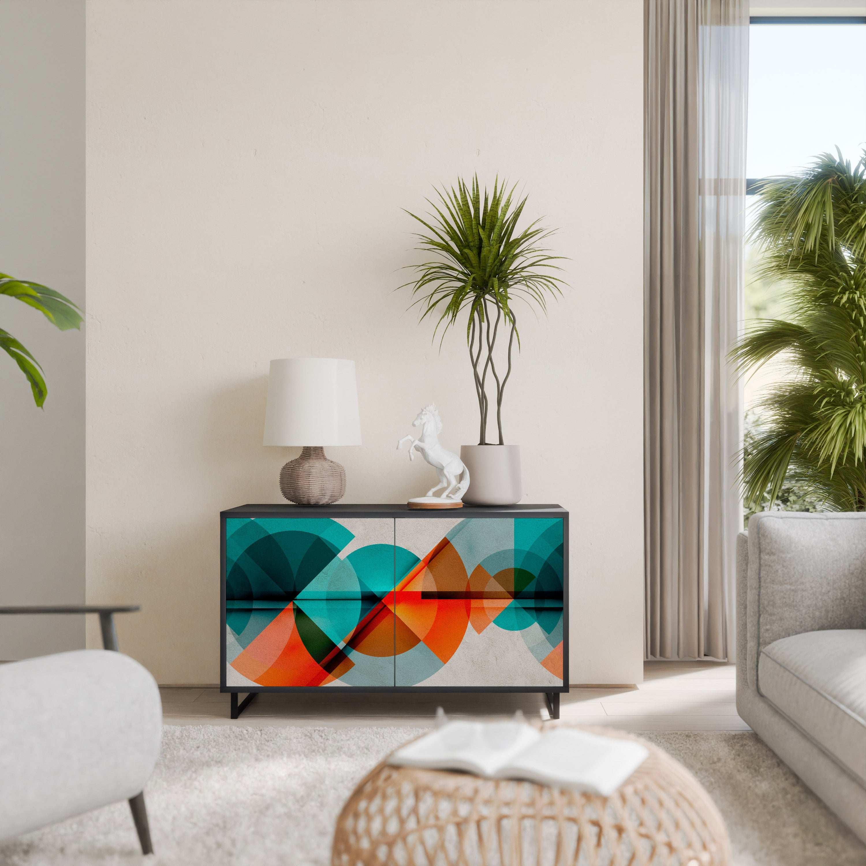 CIRCULAR RHAPSODY Sideboard mit 2 Türen in Schwarz