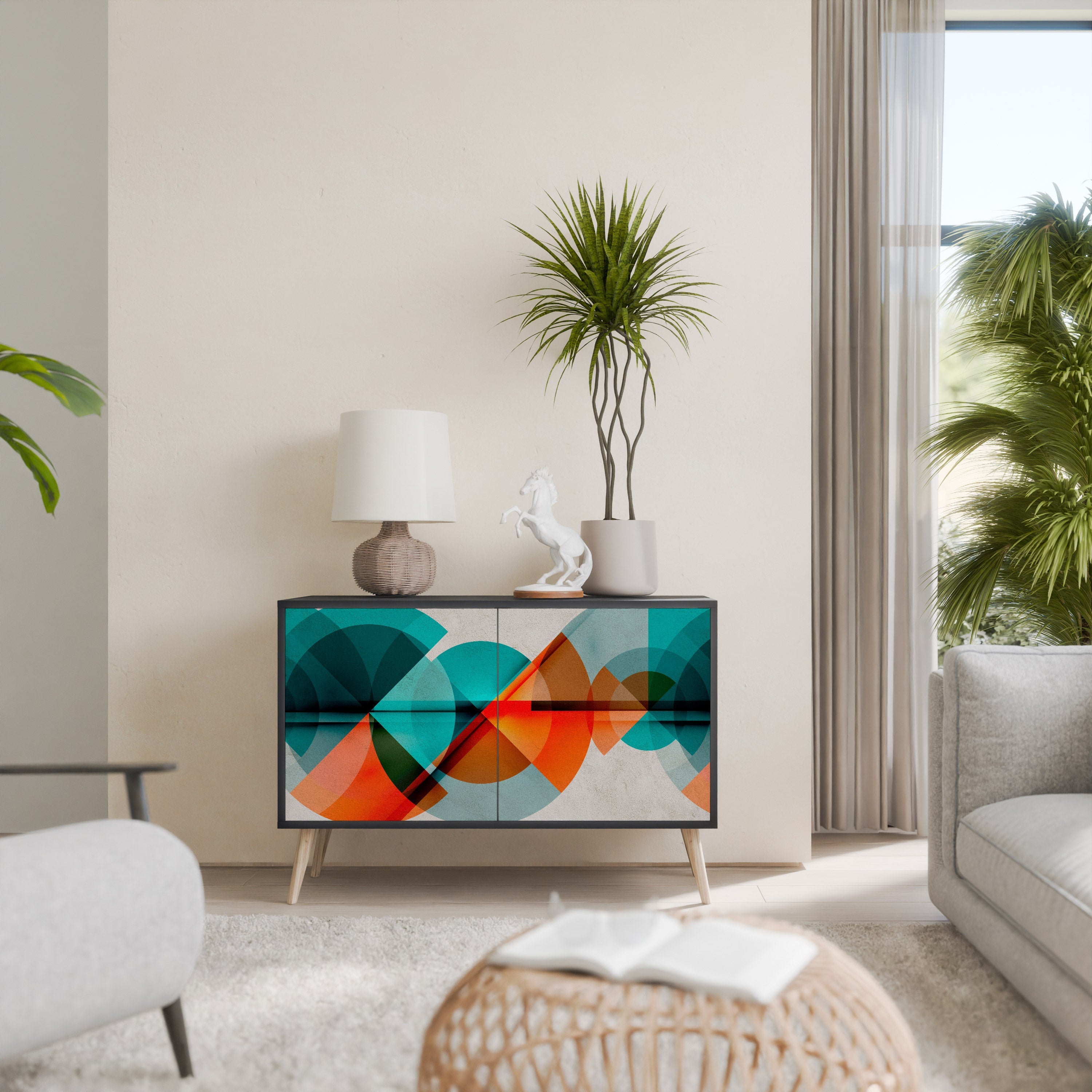 CIRCULAR RHAPSODY Sideboard mit 2 Türen in Schwarz