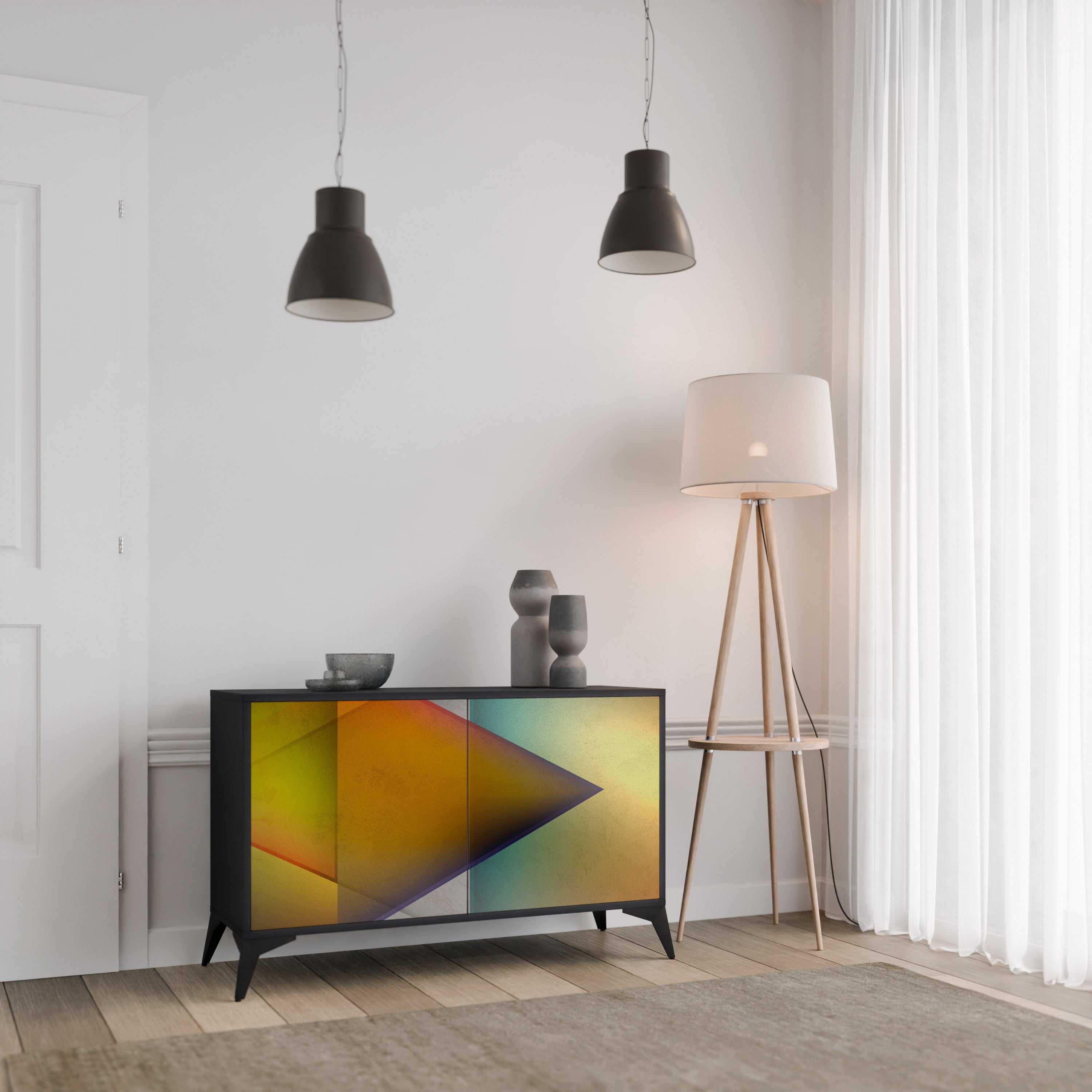 PIERCING SHARPNESS Sideboard mit 2 Türen in Schwarz