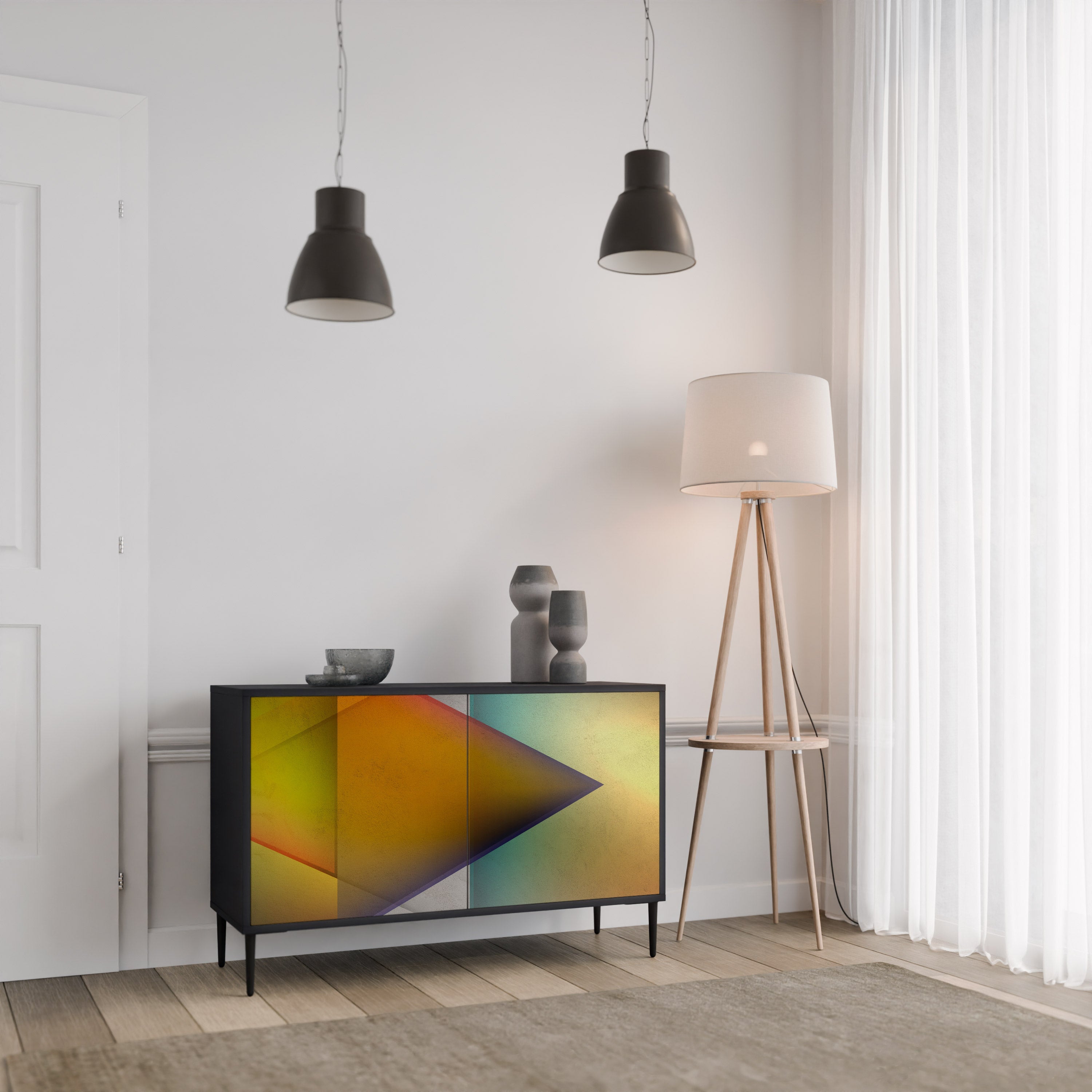 PIERCING SHARPNESS Sideboard mit 2 Türen in Schwarz