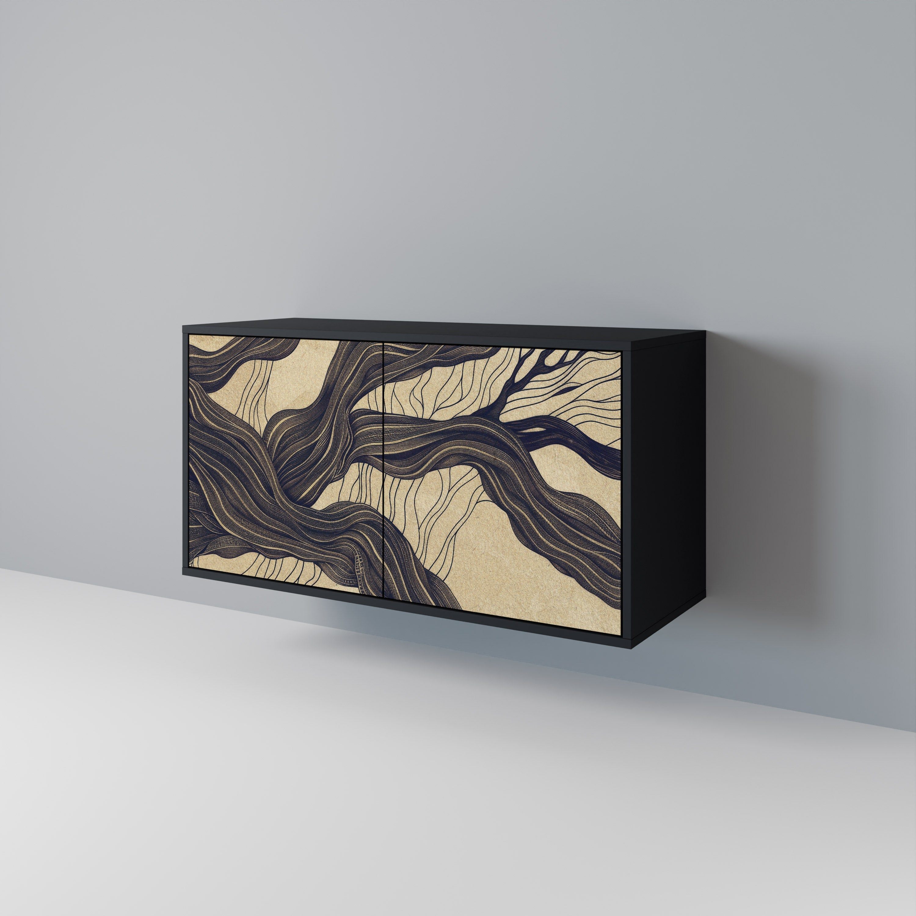 UNIFIED FRAGMENTS 2-Door Sideboard in Black Finish