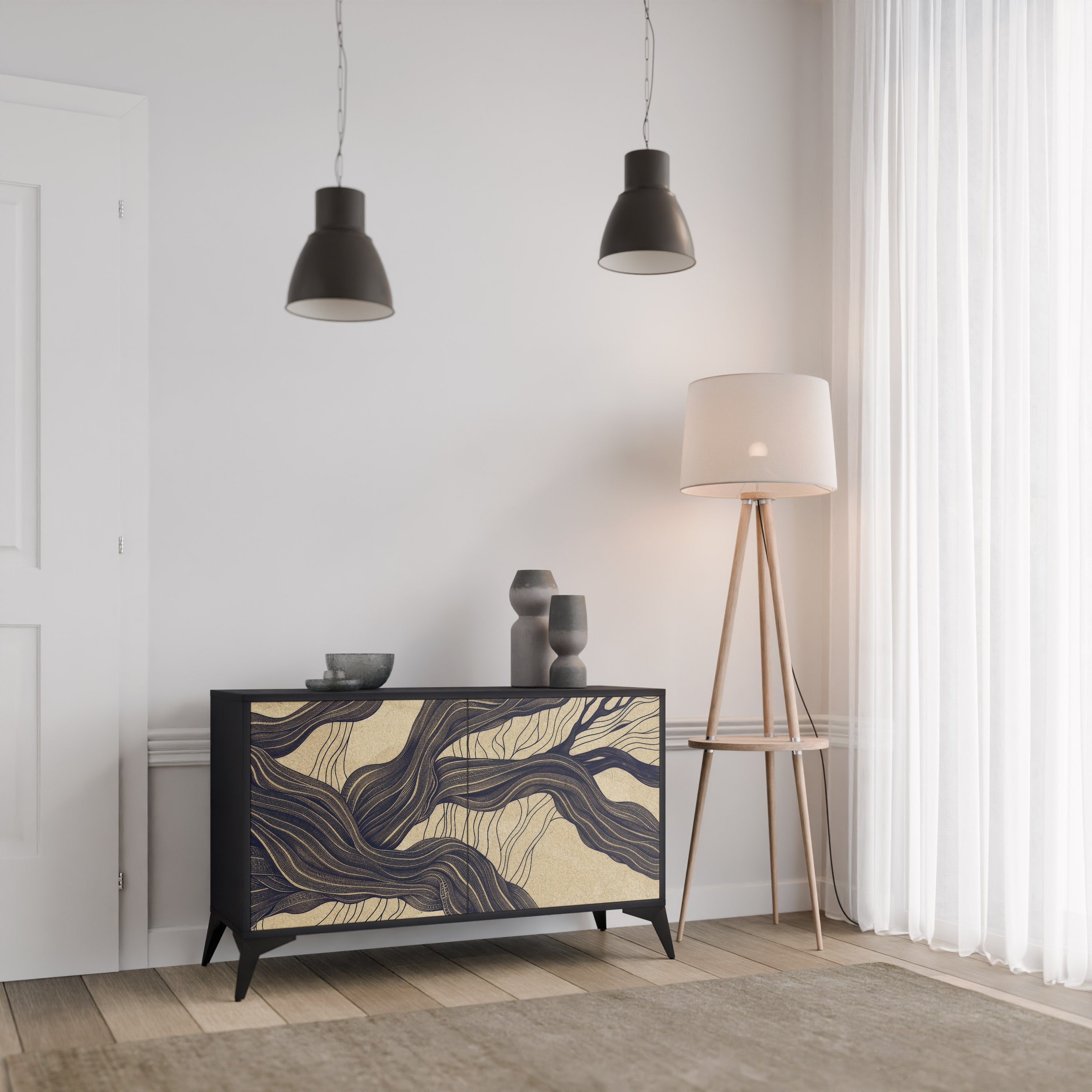 UNIFIED FRAGMENTS 2-Door Sideboard in Black Finish