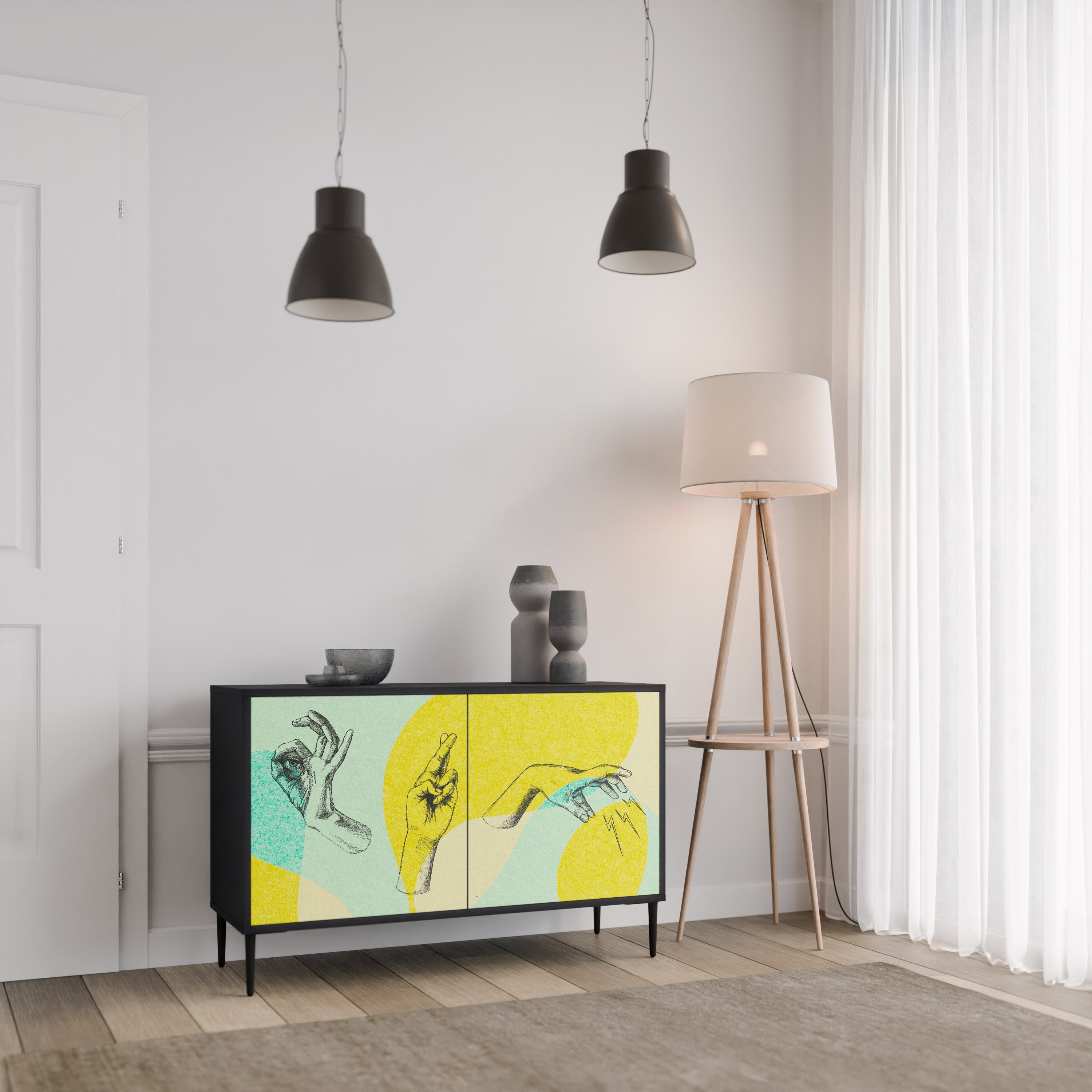 BODY LANGUAGE Sideboard mit 2 Türen in Schwarz