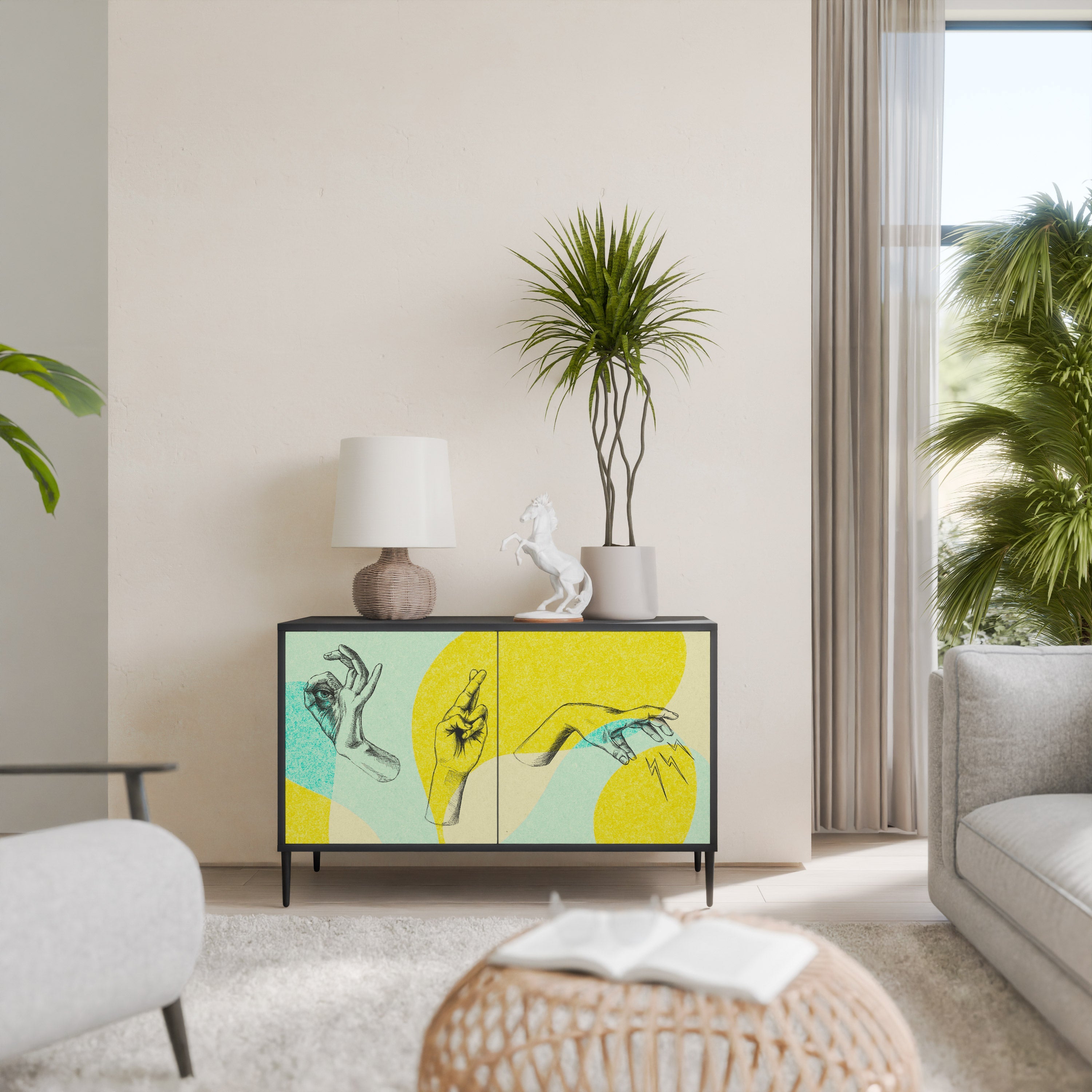 BODY LANGUAGE Sideboard mit 2 Türen in Schwarz