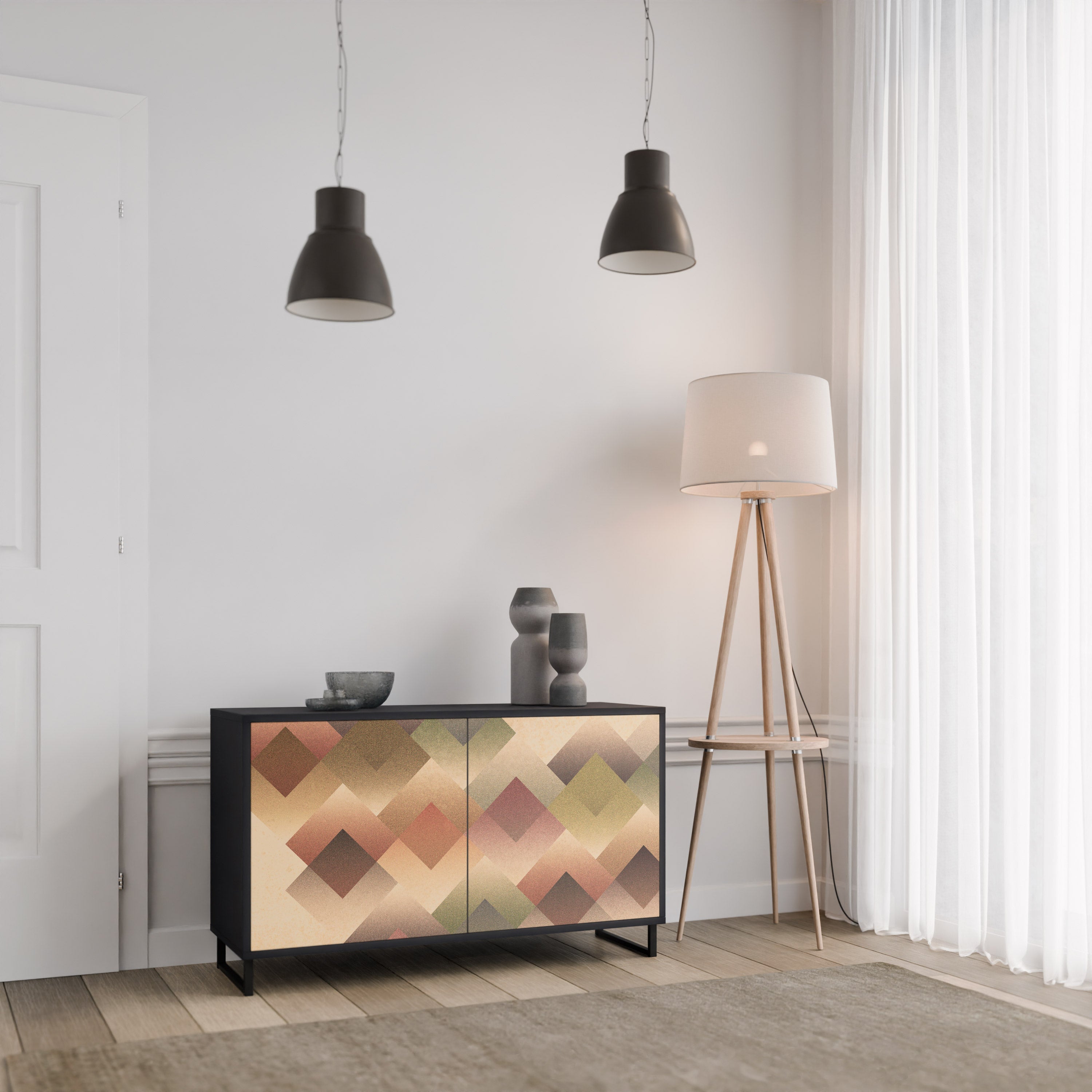 GEOMETRIC FUSION Sideboard mit 2 Türen in Schwarz