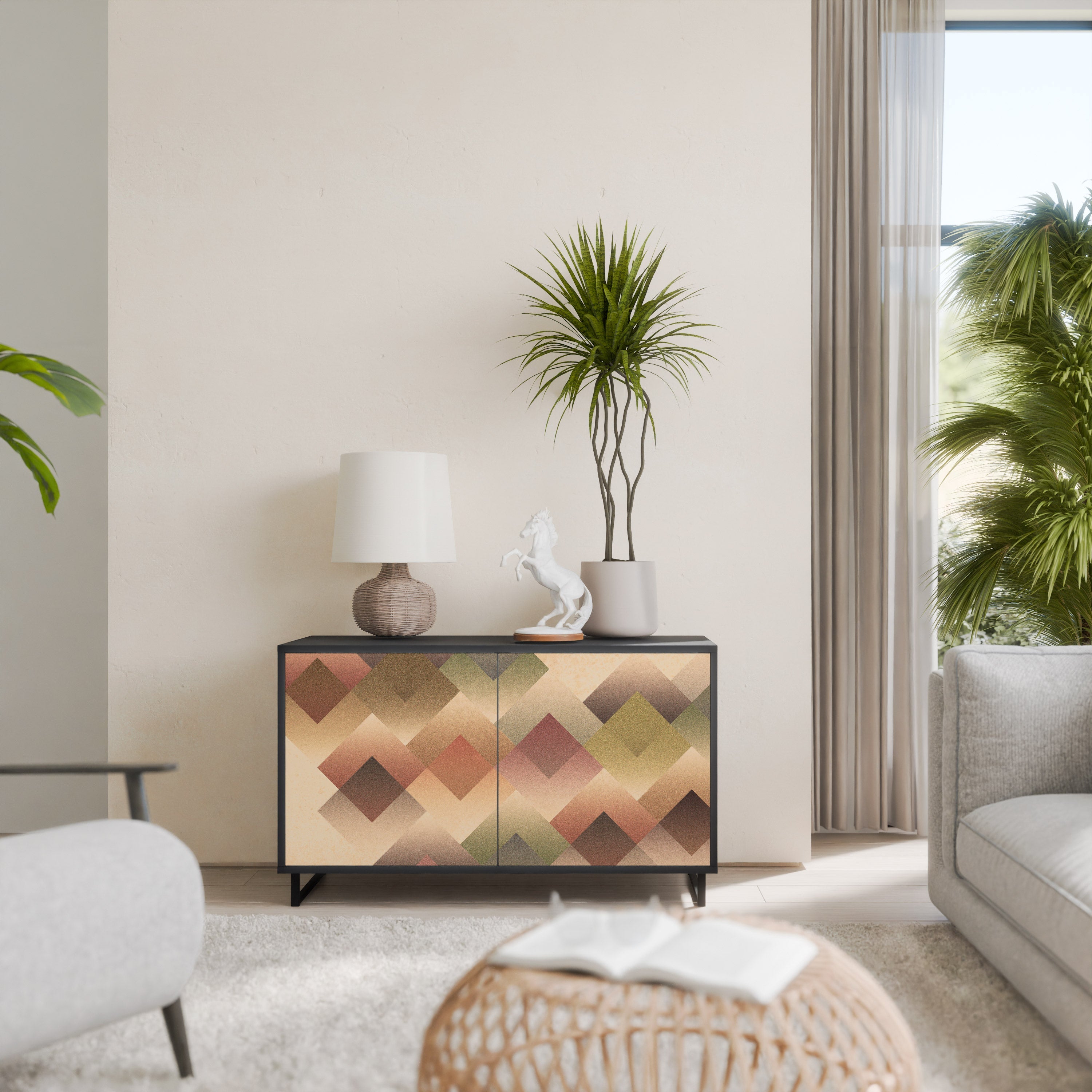 GEOMETRIC FUSION Sideboard mit 2 Türen in Schwarz