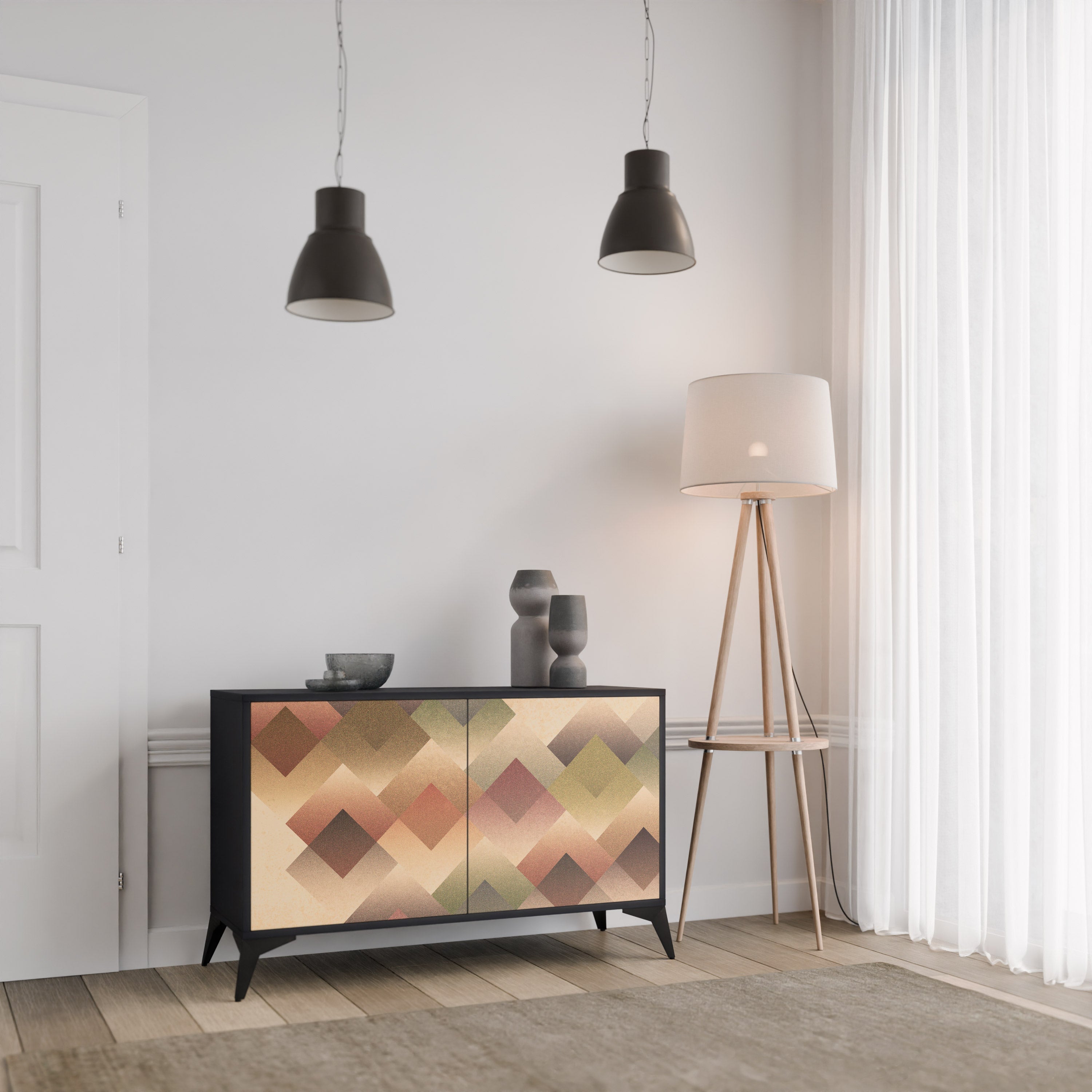 GEOMETRIC FUSION Sideboard mit 2 Türen in Schwarz