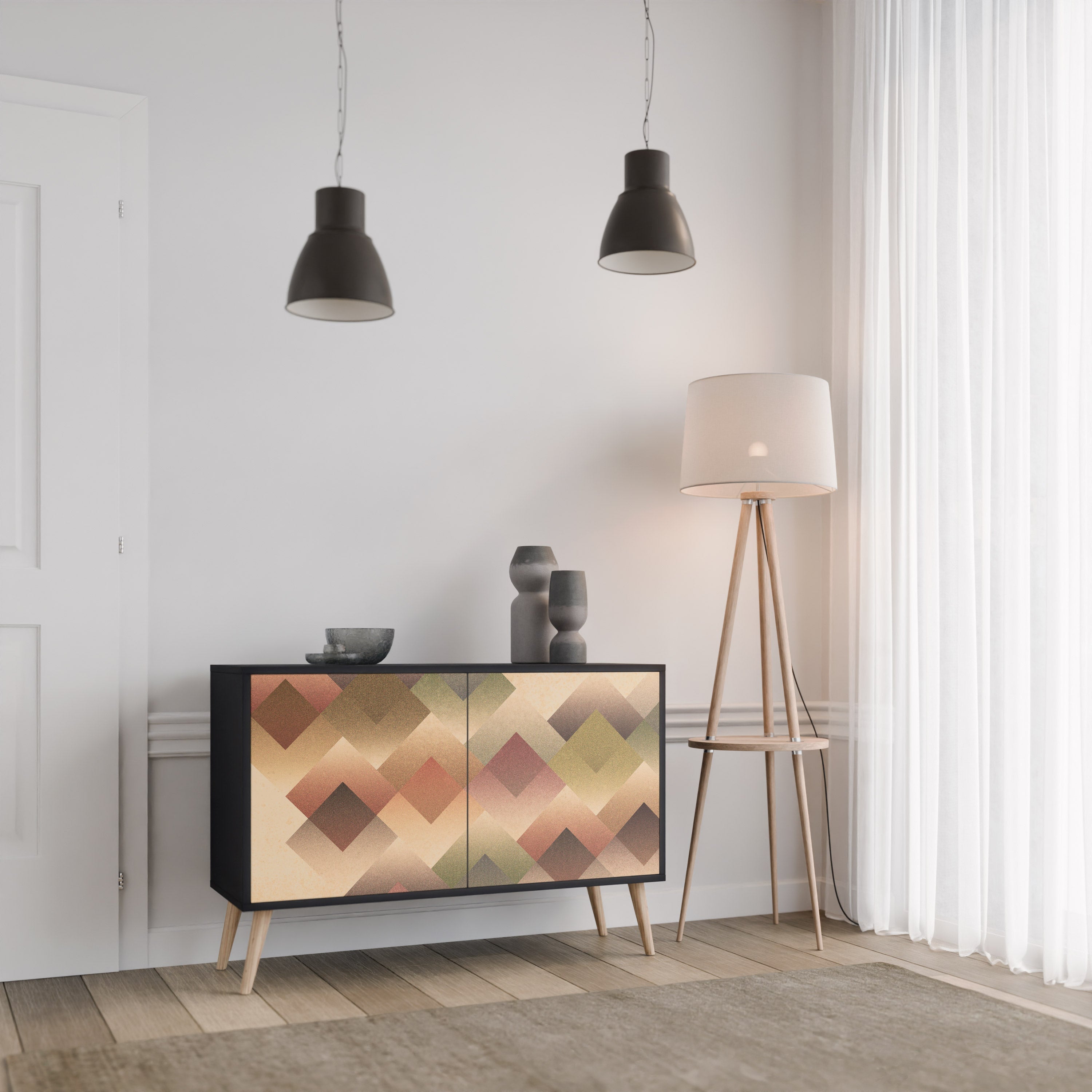 GEOMETRIC FUSION Sideboard mit 2 Türen in Schwarz