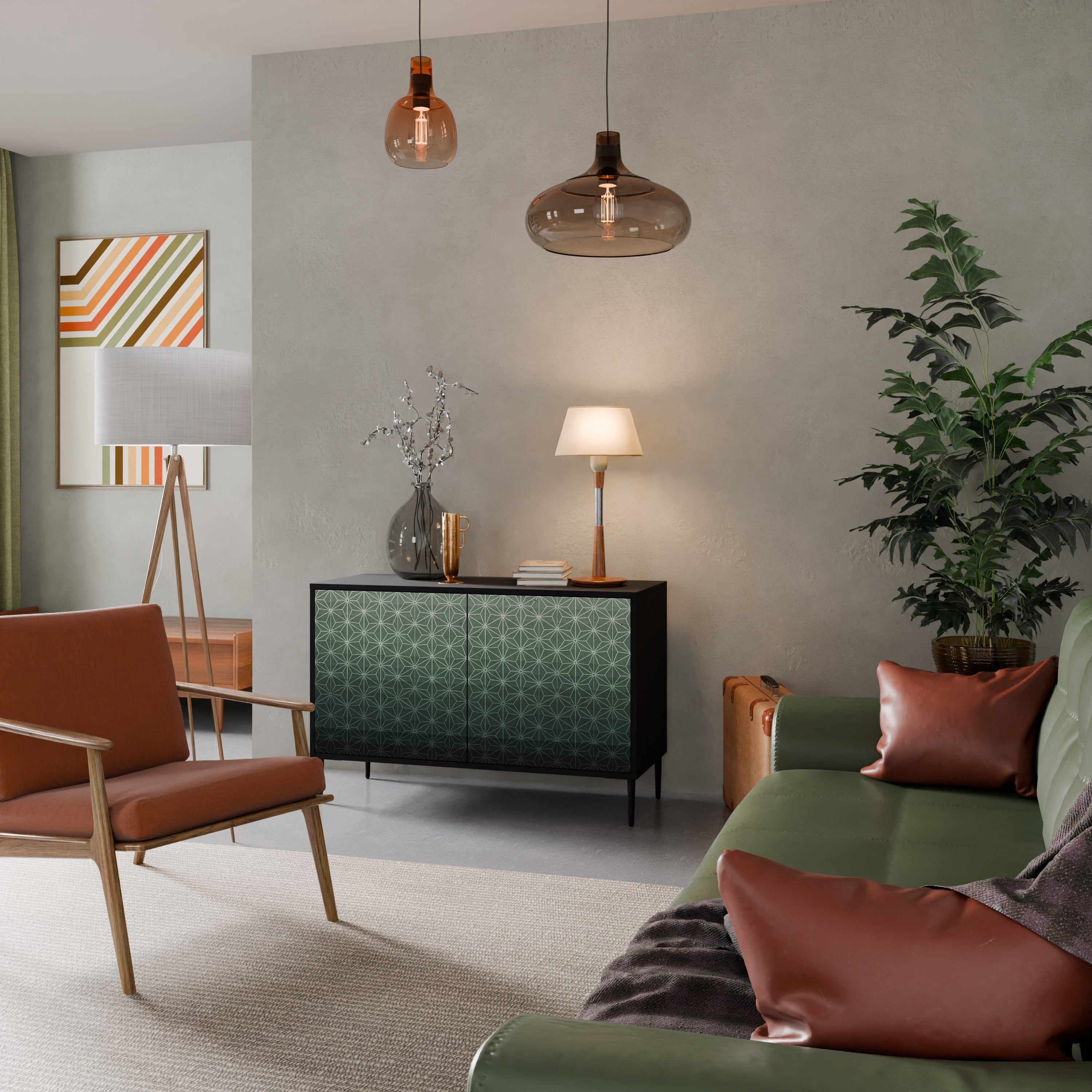 ORNAMENTAL GLIMMER Sideboard mit 2 Türen in Schwarz