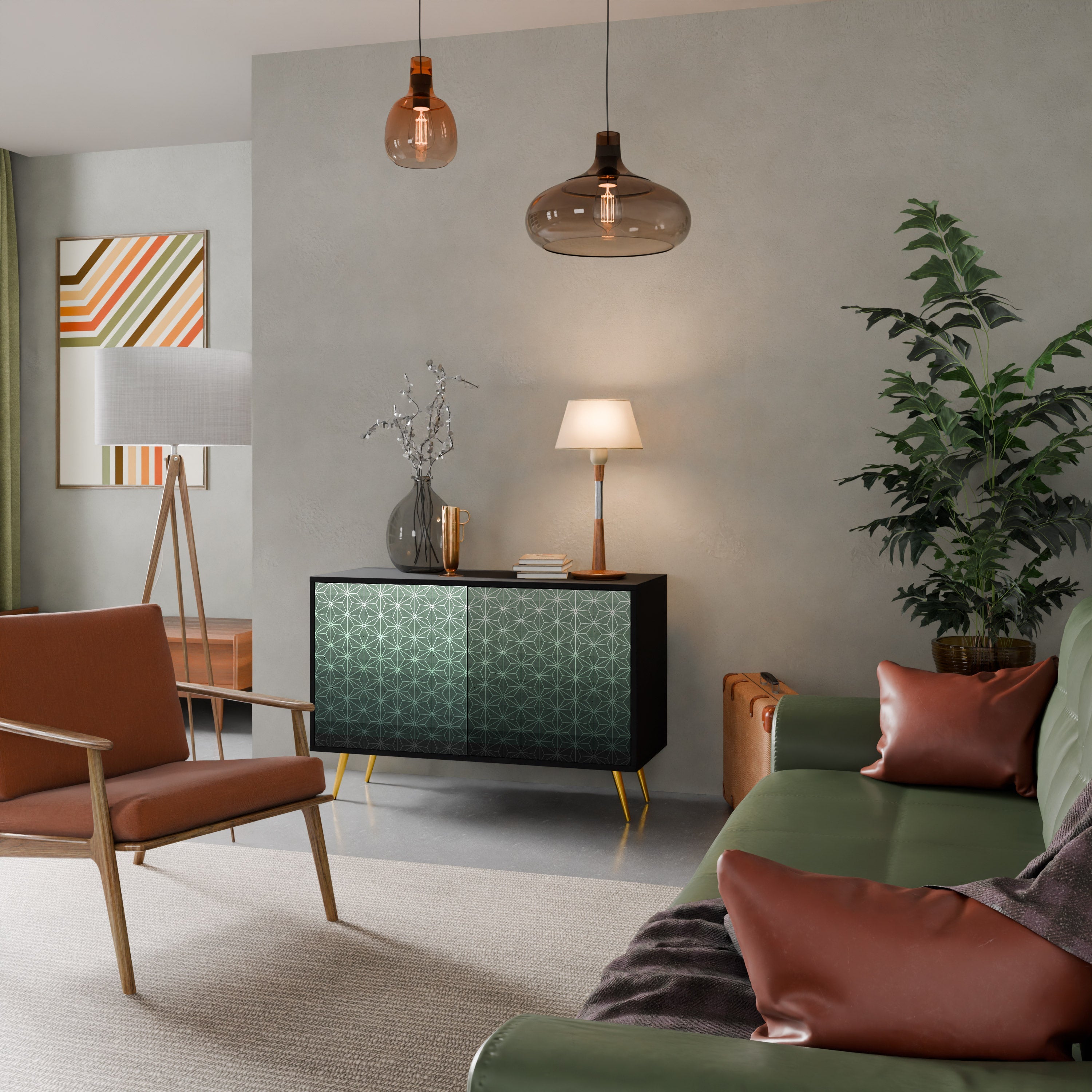 ORNAMENTAL GLIMMER Sideboard mit 2 Türen in Schwarz