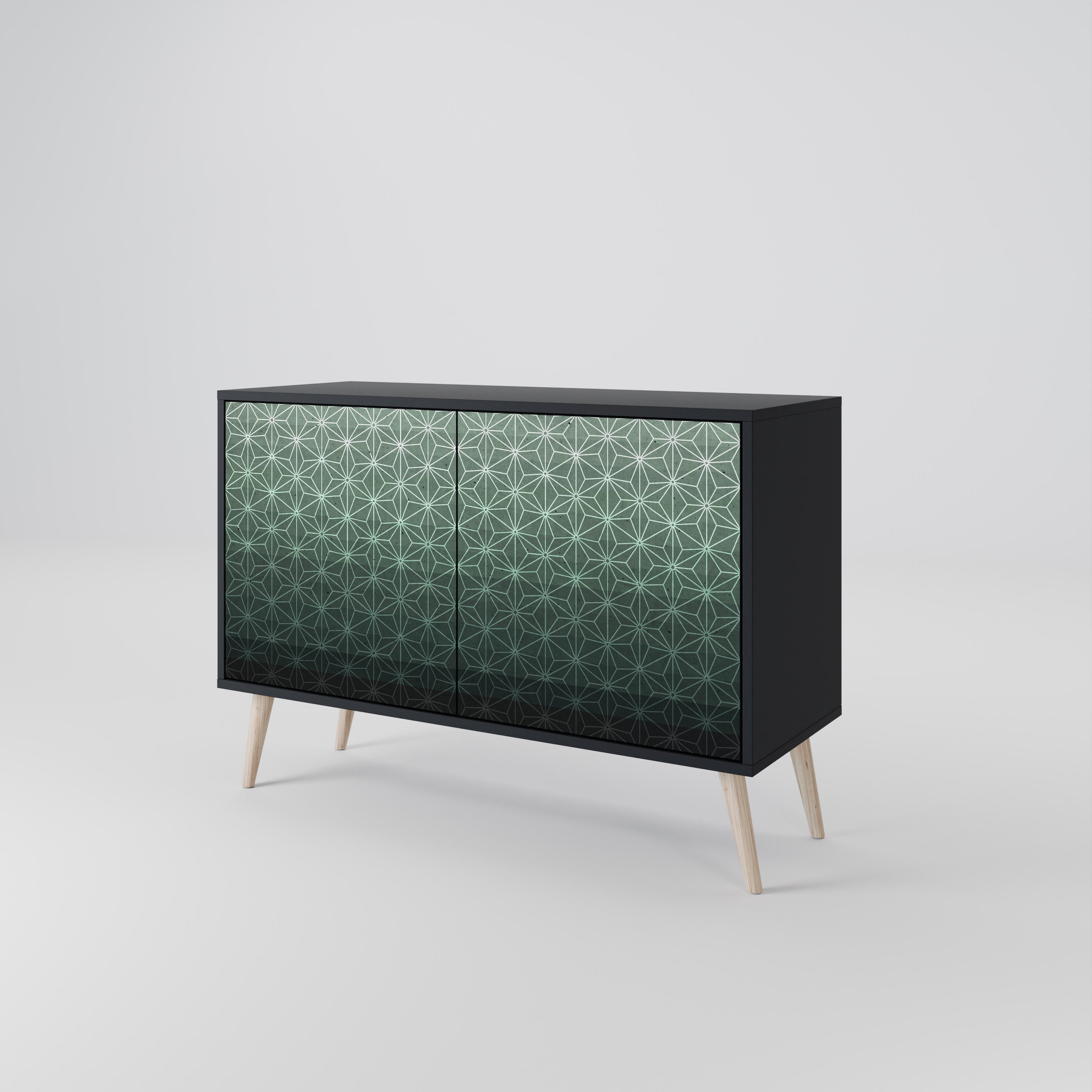 ORNAMENTAL GLIMMER Sideboard mit 2 Türen in Schwarz
