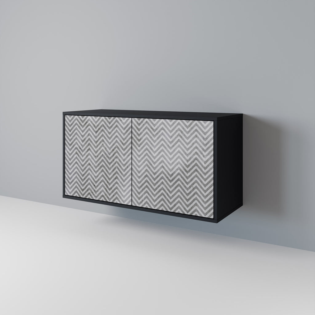 CONCRETE ZIG ZAG Sideboard mit 2 Türen in Schwarz