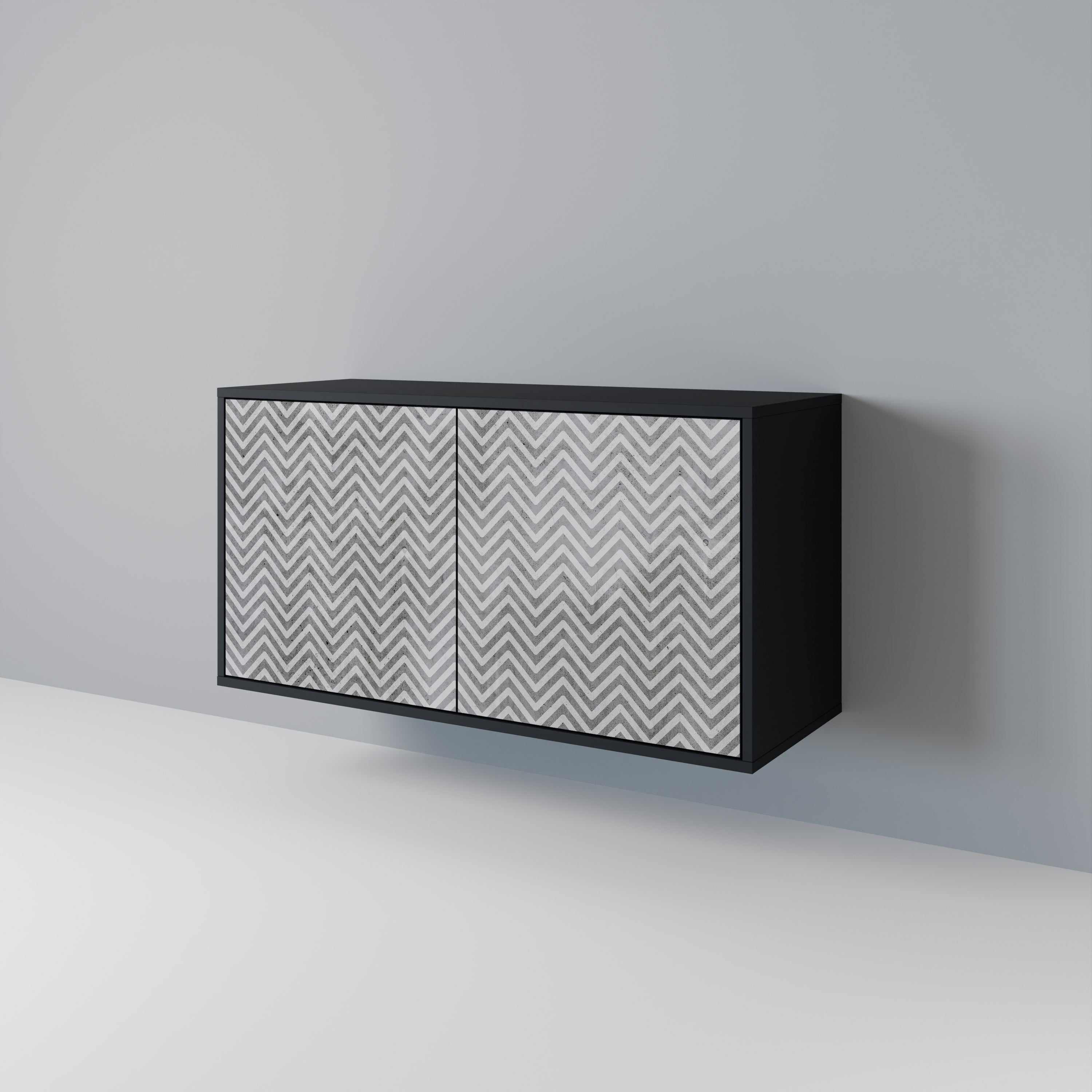 CONCRETE ZIG ZAG Sideboard mit 2 Türen in Schwarz