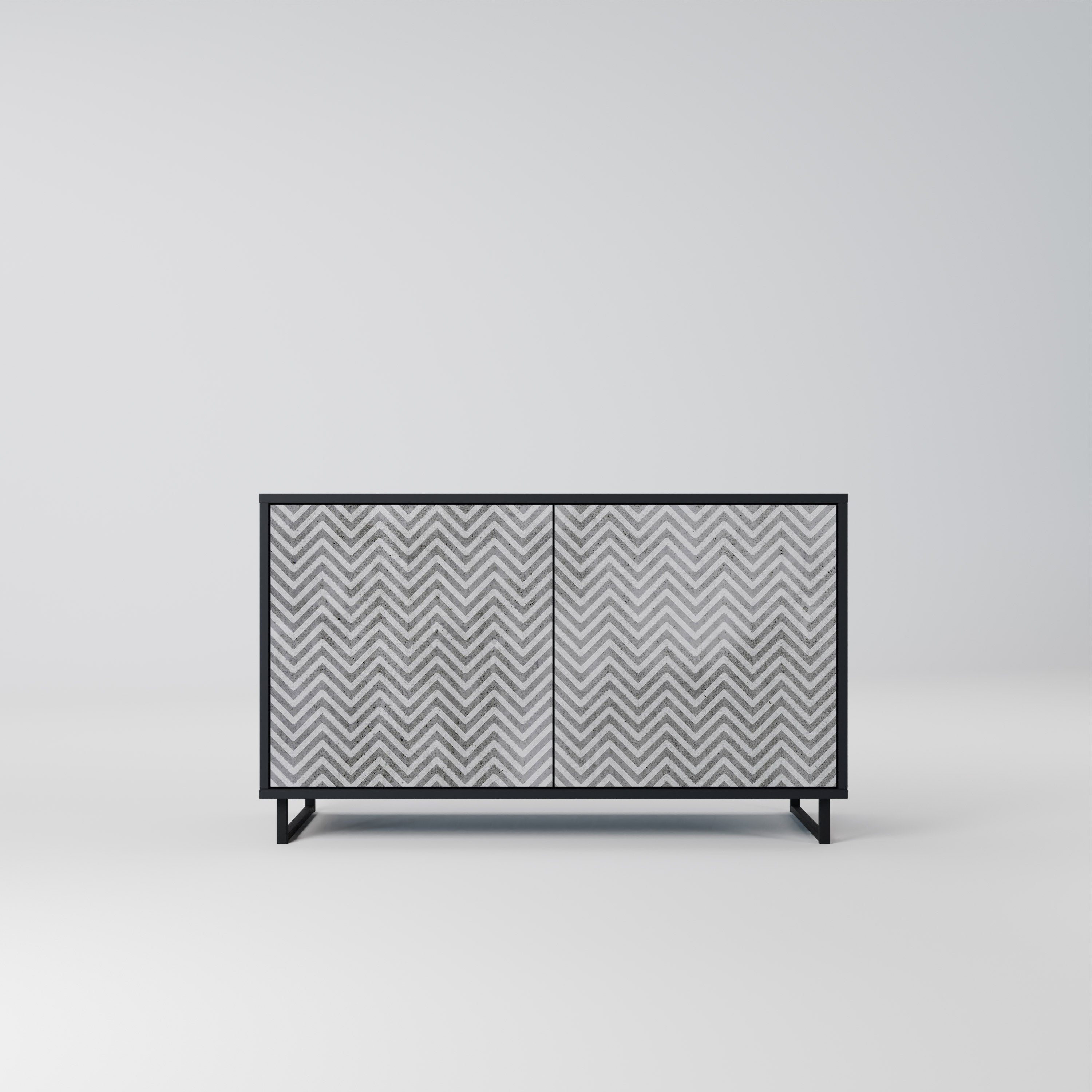 CONCRETE ZIG ZAG Sideboard mit 2 Türen in Schwarz