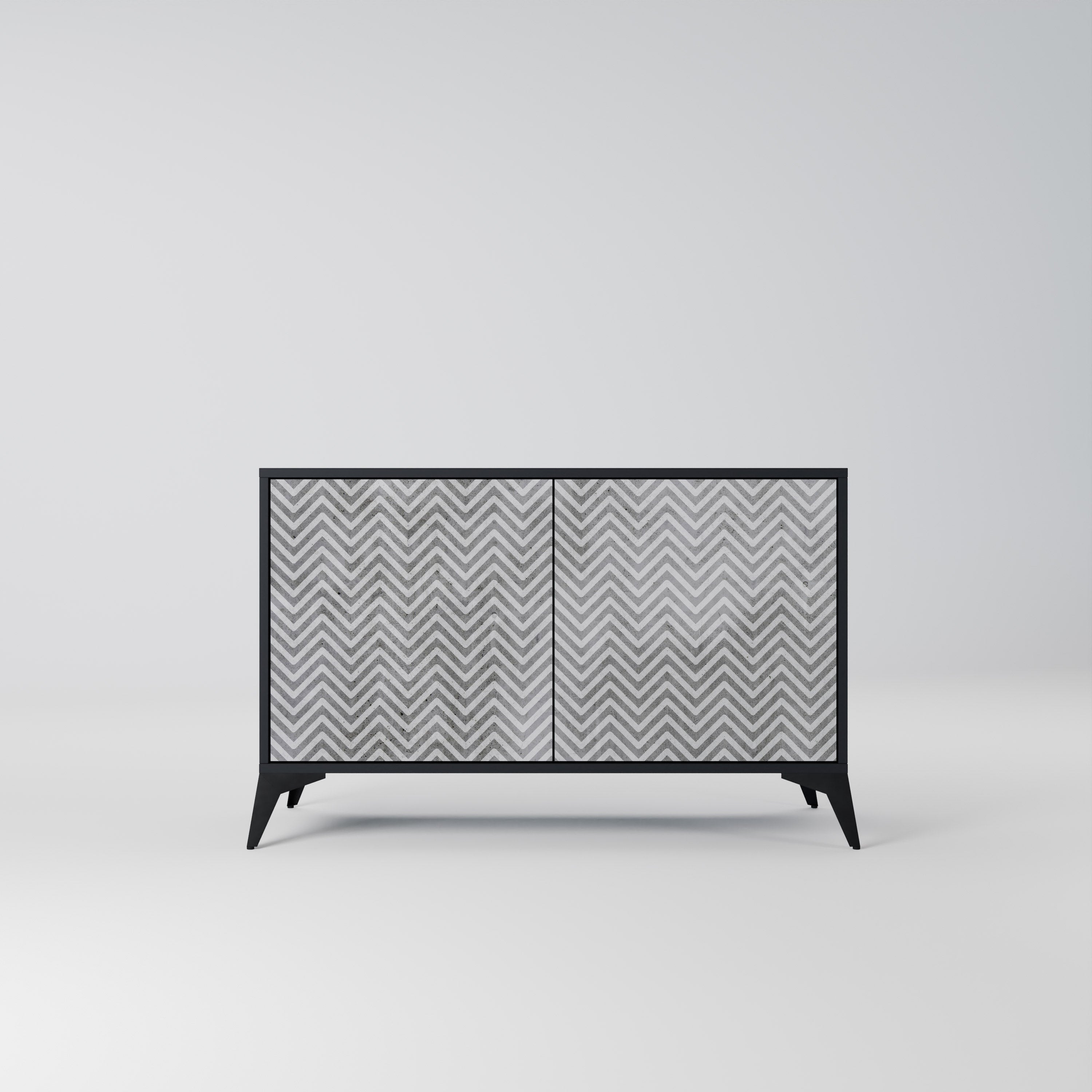 CONCRETE ZIG ZAG Sideboard mit 2 Türen in Schwarz