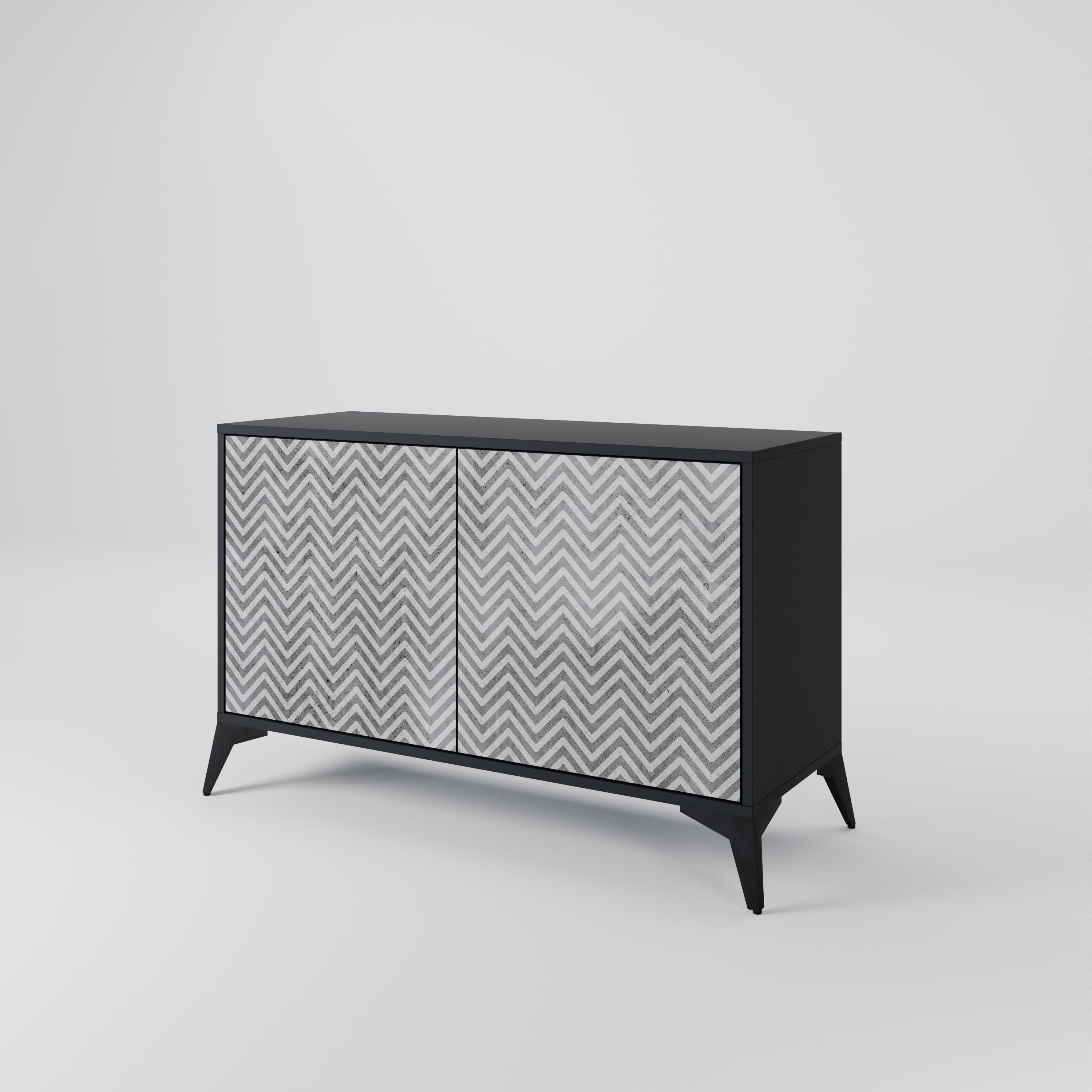 CONCRETE ZIG ZAG Sideboard mit 2 Türen in Schwarz